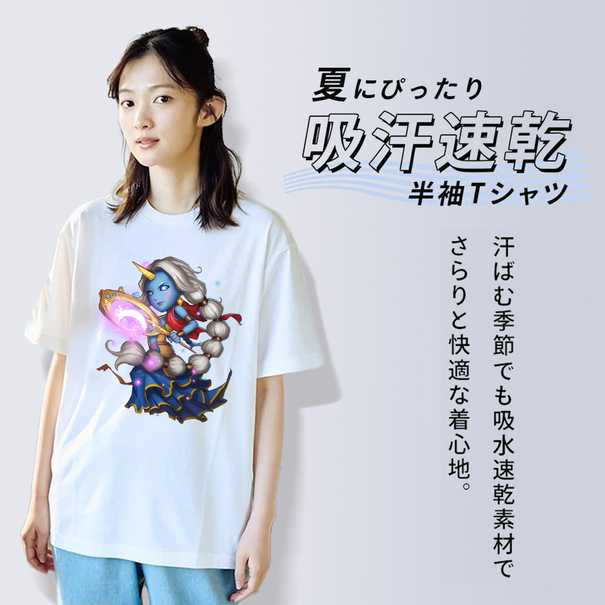 リーグ・オブ・レジェンド League of Legends LOL レディースカジュアルプリントTシャツ（綿100％）