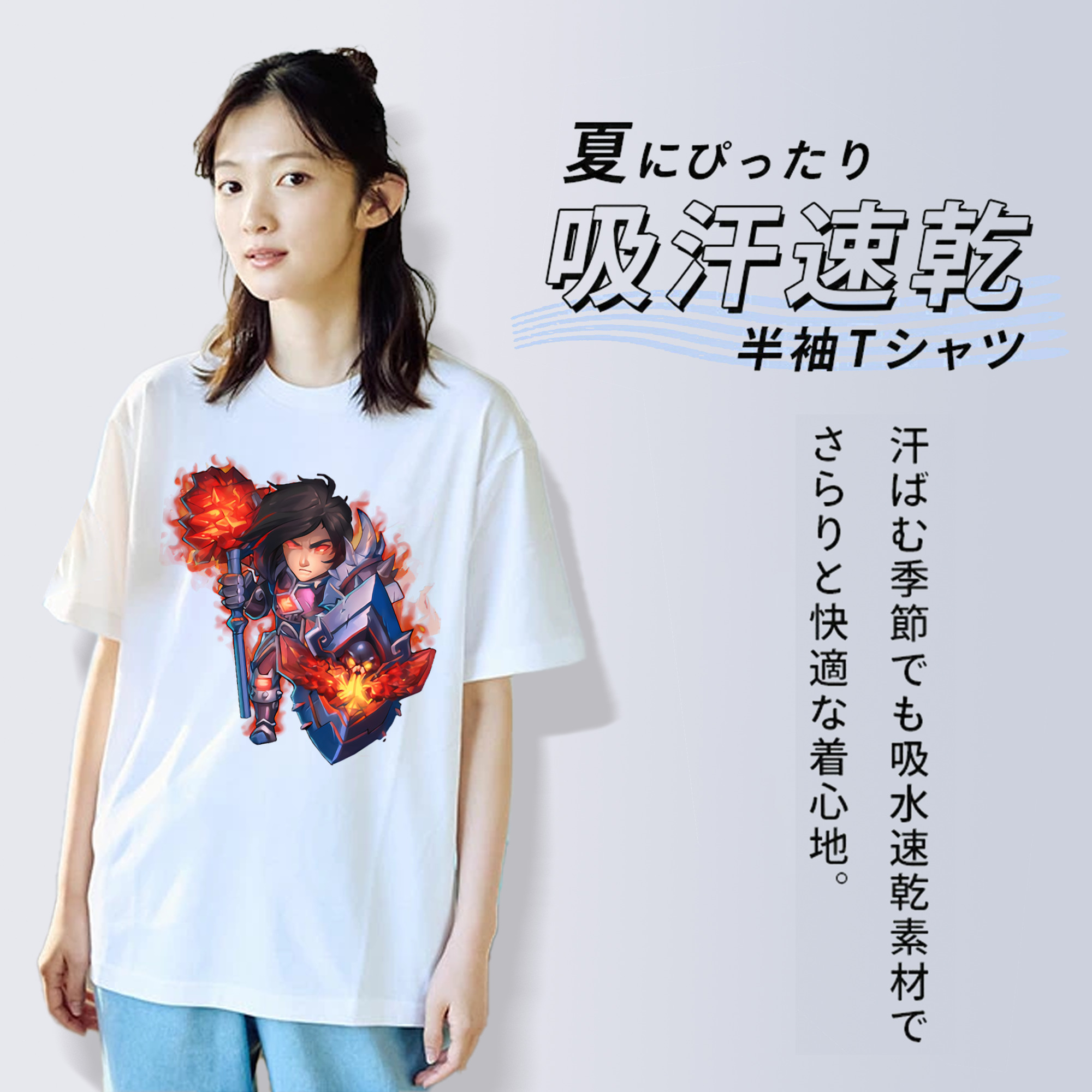 リーグ・オブ・レジェンド League of Legends LOL レディースカジュアルプリントTシャツ（綿100％）