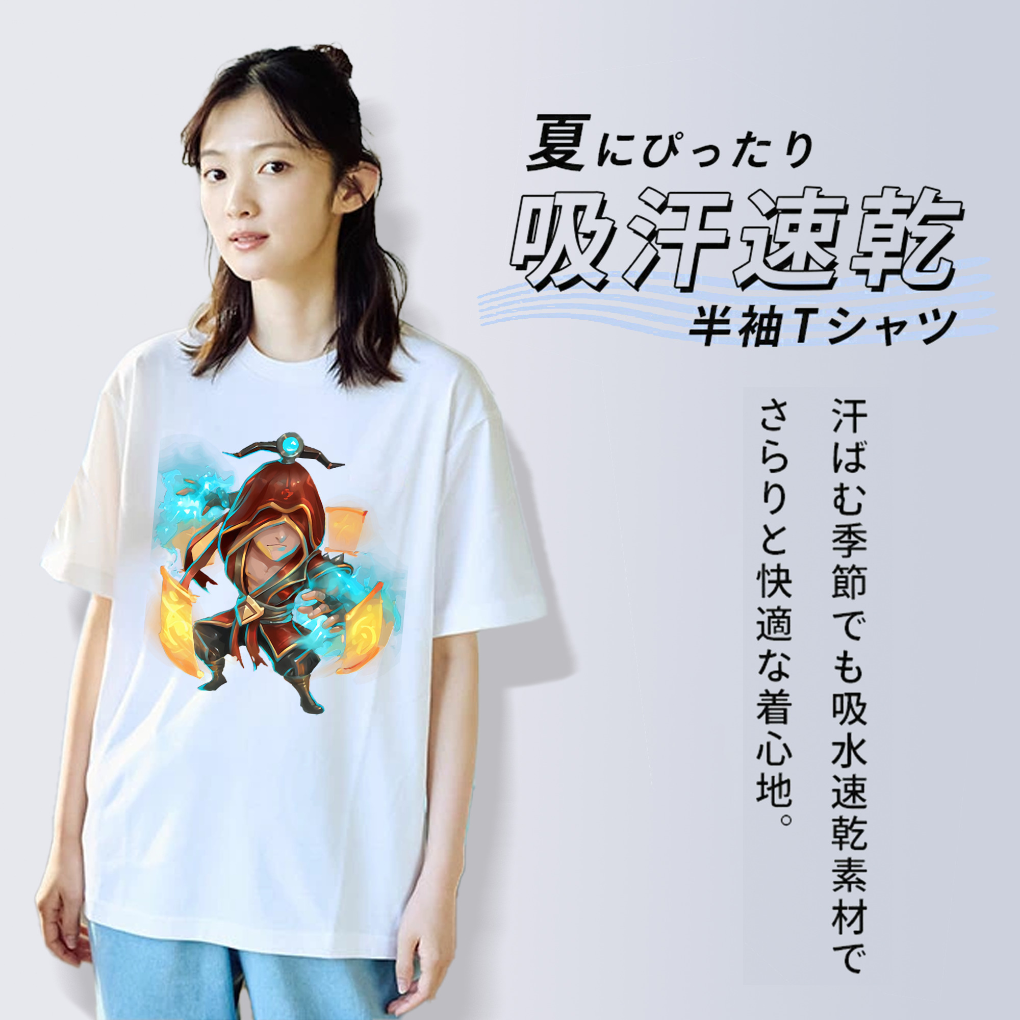 リーグ・オブ・レジェンド League of Legends LOL レディースカジュアルプリントTシャツ（綿100％）