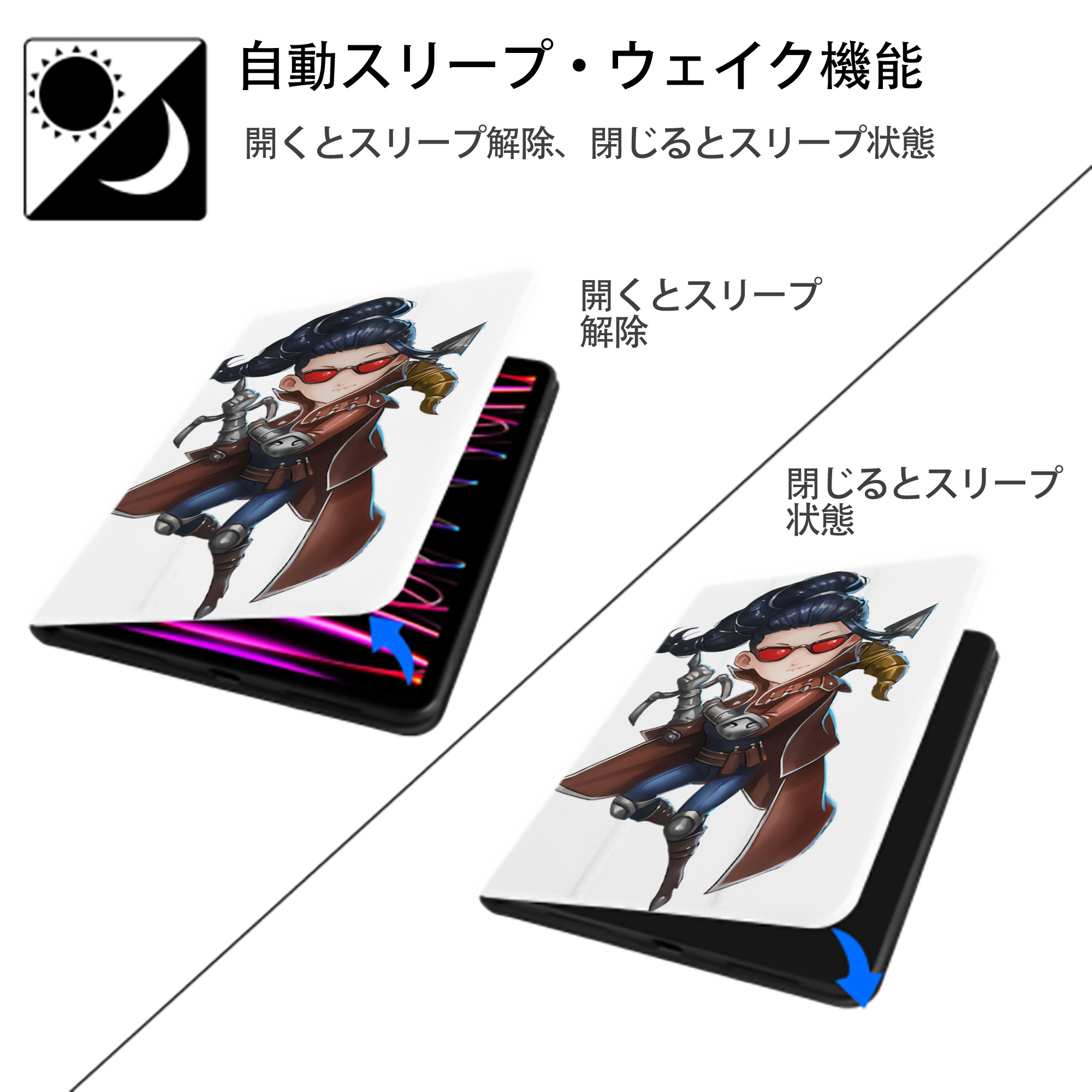 リーグ・オブ・レジェンド League of Legends LOL IPad ケース ペン収納付き 三つ折りスタンド PUレザー×シリコン 対応機種9.5/10.5/10.9インチ