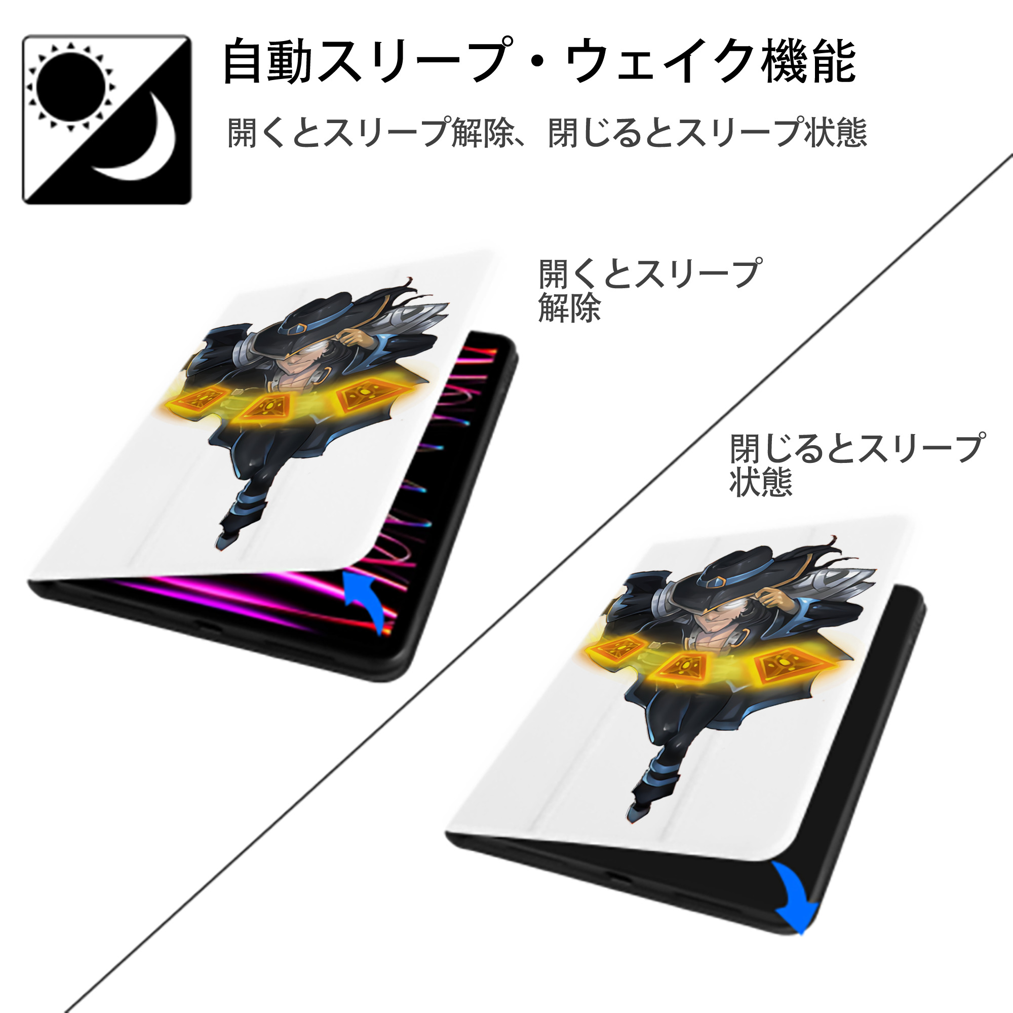 リーグ・オブ・レジェンド League of Legends LOL IPad ケース ペン収納付き 三つ折りスタンド PUレザー×シリコン 対応機種9.5/10.5/10.9インチ