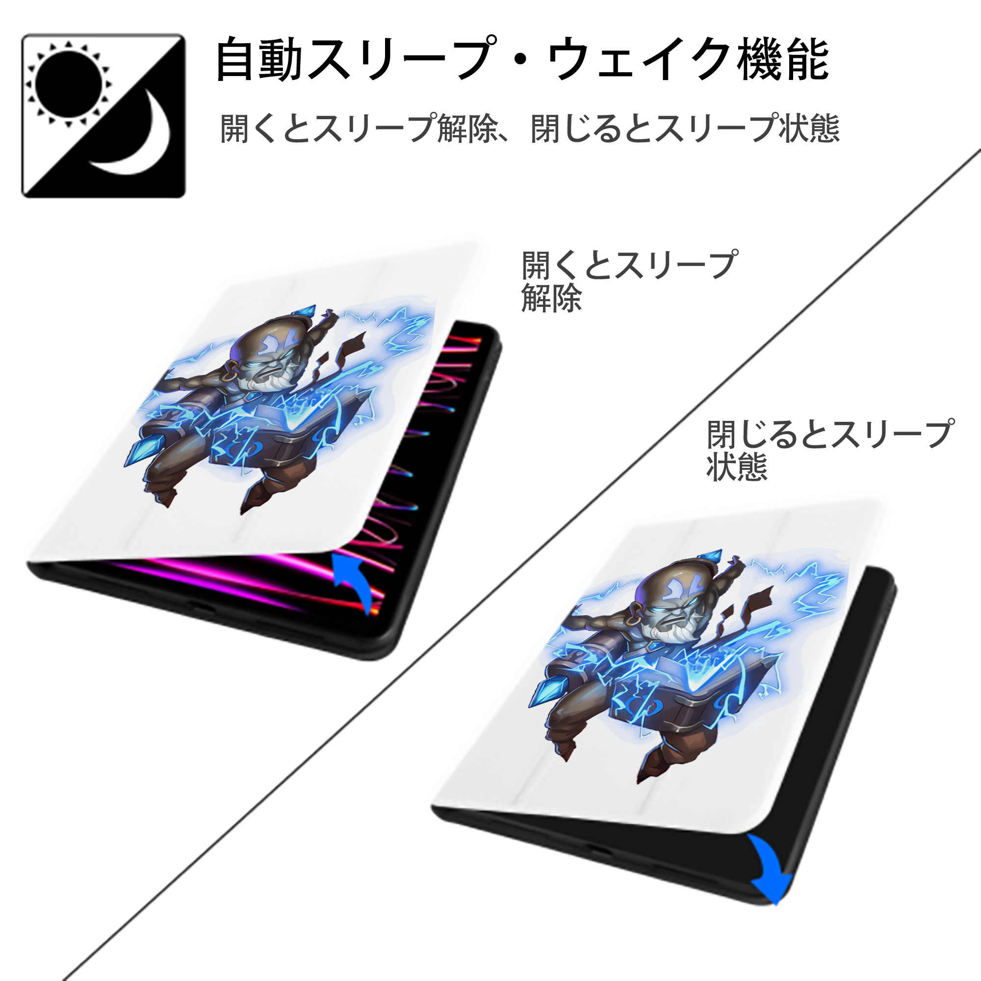 リーグ・オブ・レジェンド League of Legends LOL IPad ケース ペン収納付き 三つ折りスタンド PUレザー×シリコン 対応機種9.5/10.5/10.9インチ