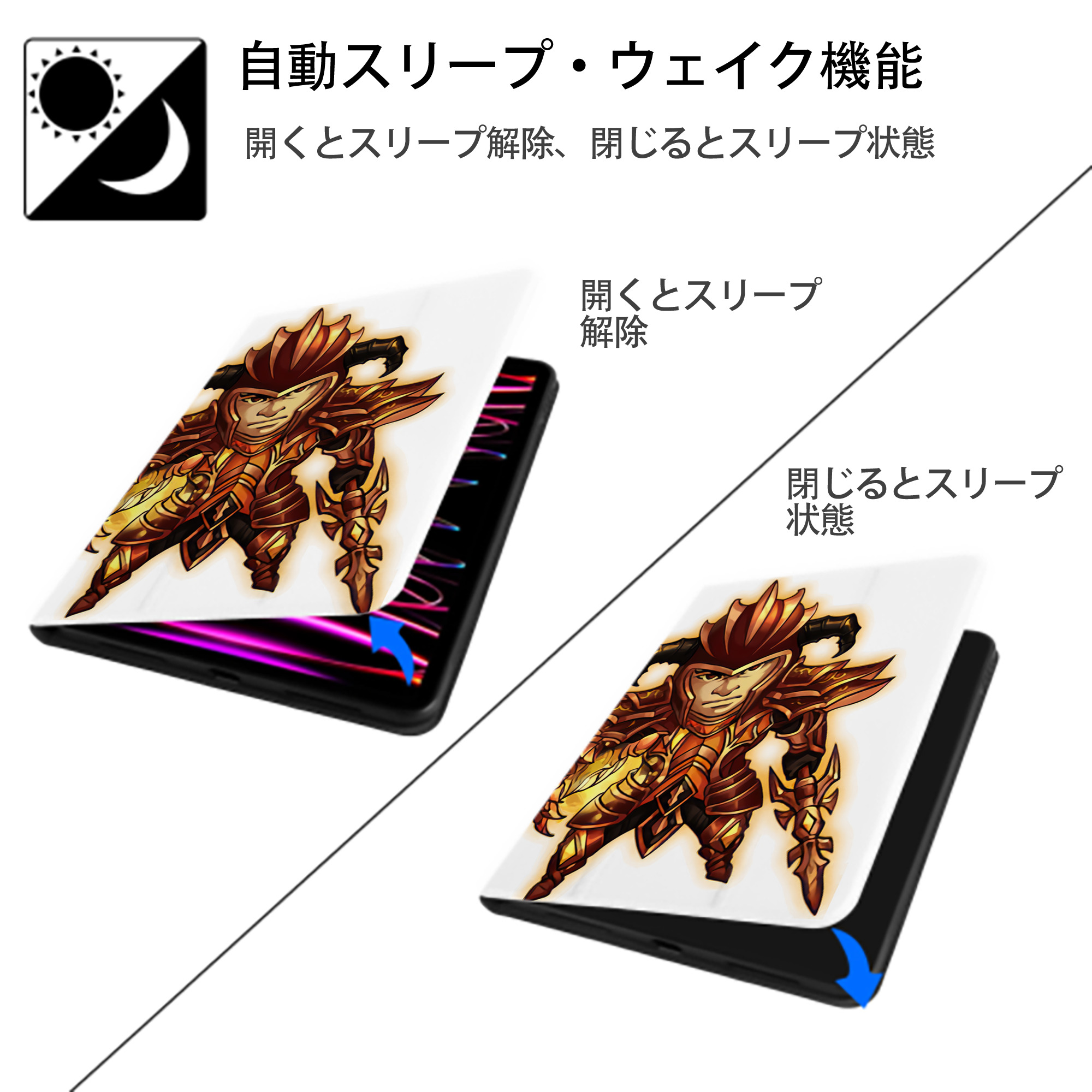 リーグ・オブ・レジェンド League of Legends LOL IPad ケース ペン収納付き 三つ折りスタンド PUレザー×シリコン 対応機種9.5/10.5/10.9インチ