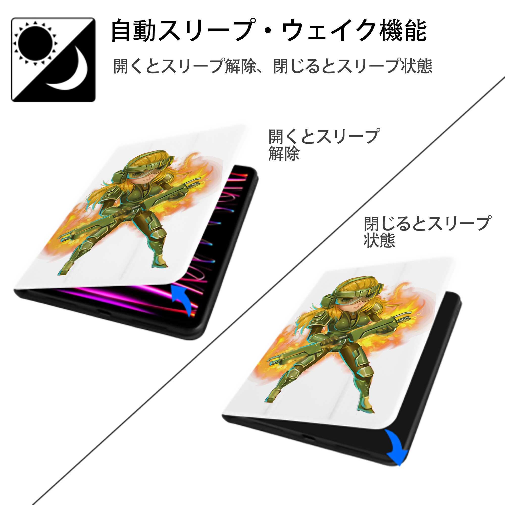 リーグ・オブ・レジェンド League of Legends LOL IPad ケース ペン収納付き 三つ折りスタンド PUレザー×シリコン 対応機種9.5/10.5/10.9インチ