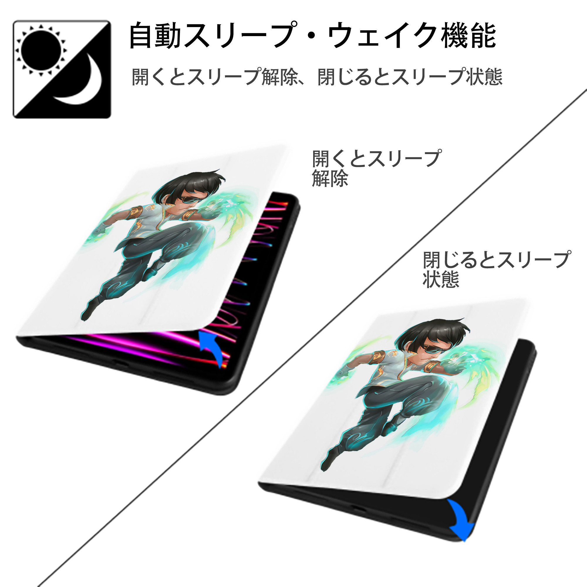 リーグ・オブ・レジェンド League of Legends LOL IPad ケース ペン収納付き 三つ折りスタンド PUレザー×シリコン 対応機種9.5/10.5/10.9インチ