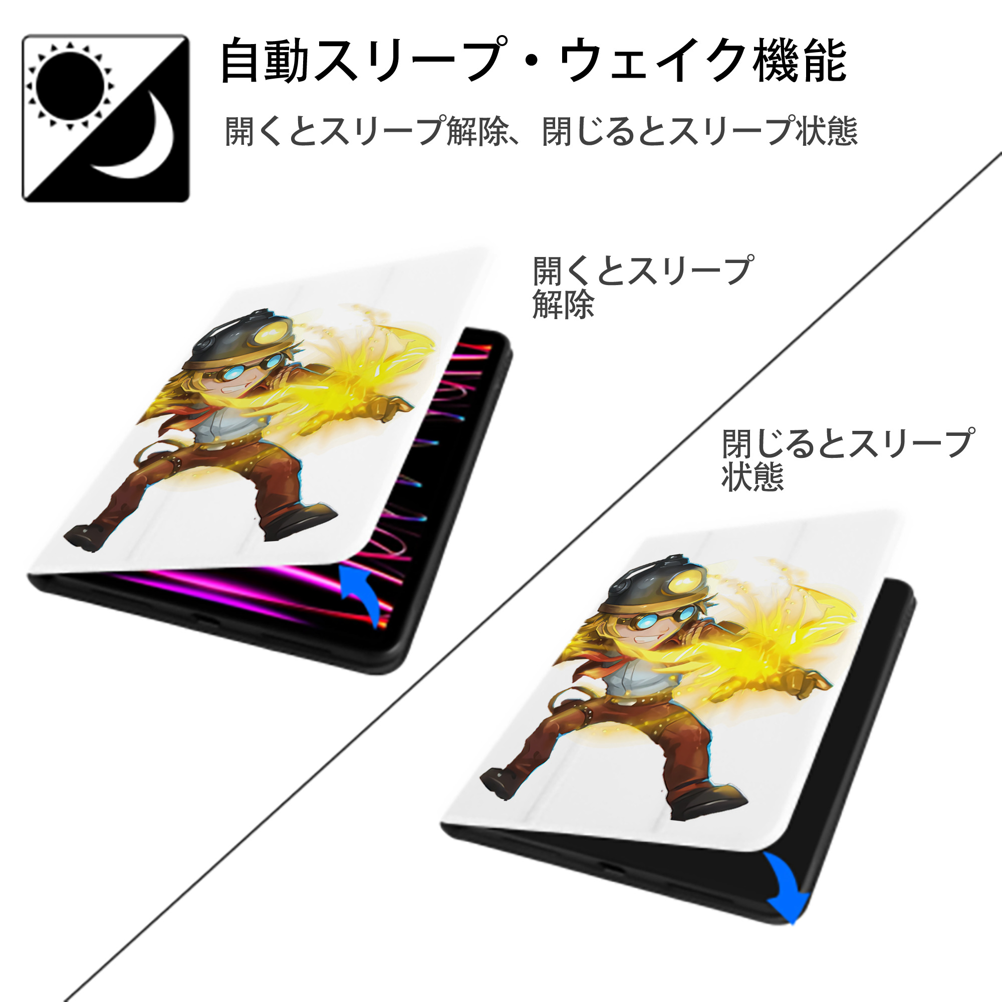 リーグ・オブ・レジェンド League of Legends LOL IPad ケース ペン収納付き 三つ折りスタンド PUレザー×シリコン 対応機種9.5/10.5/10.9インチ