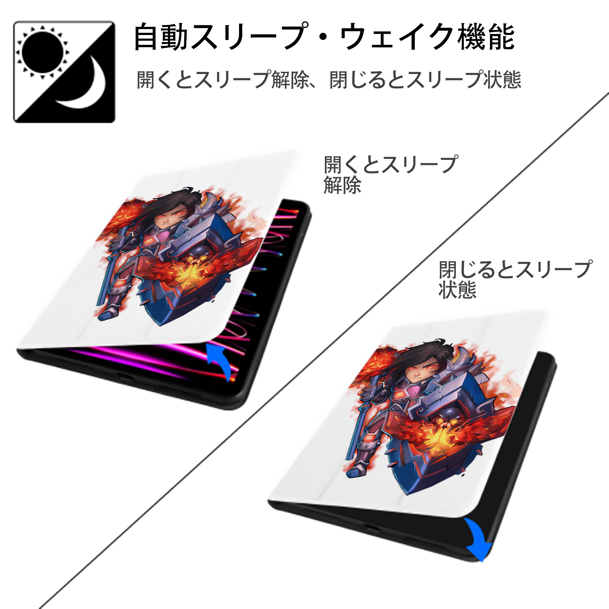 リーグ・オブ・レジェンド League of Legends LOL IPad ケース ペン収納付き 三つ折りスタンド PUレザー×シリコン 対応機種9.5/10.5/10.9インチ