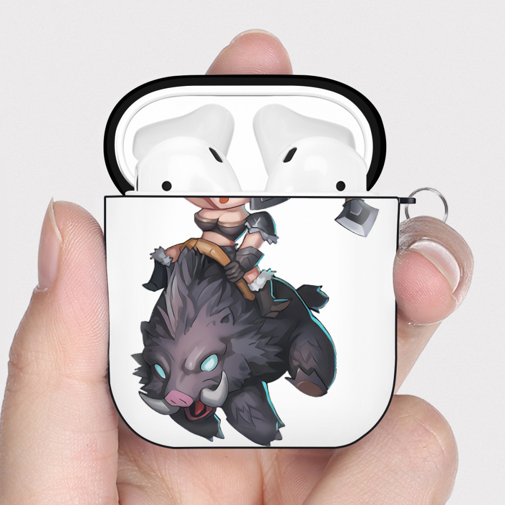 （画像用） リーグ・オブ・レジェンド League of Legends LOL AirPods 第2世代保護ケース ハードシェル ブラック 耐衝撃・防指紋・カラビナ付き