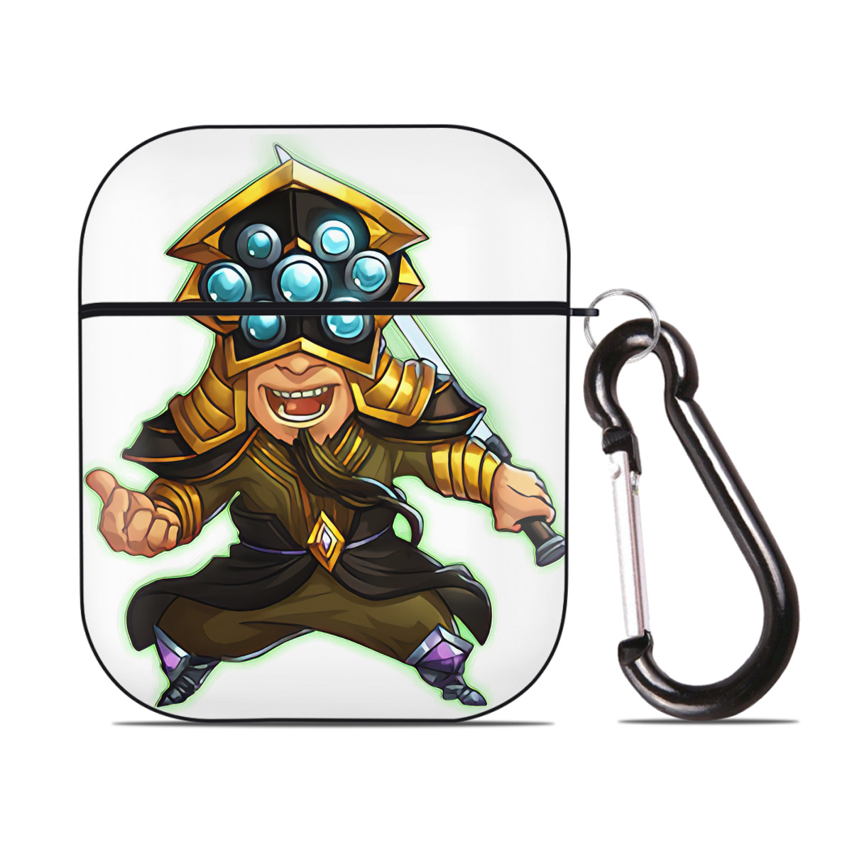 （画像用） リーグ・オブ・レジェンド League of Legends LOL AirPods 第2世代保護ケース ハードシェル ブラック 耐衝撃・防指紋・カラビナ付き