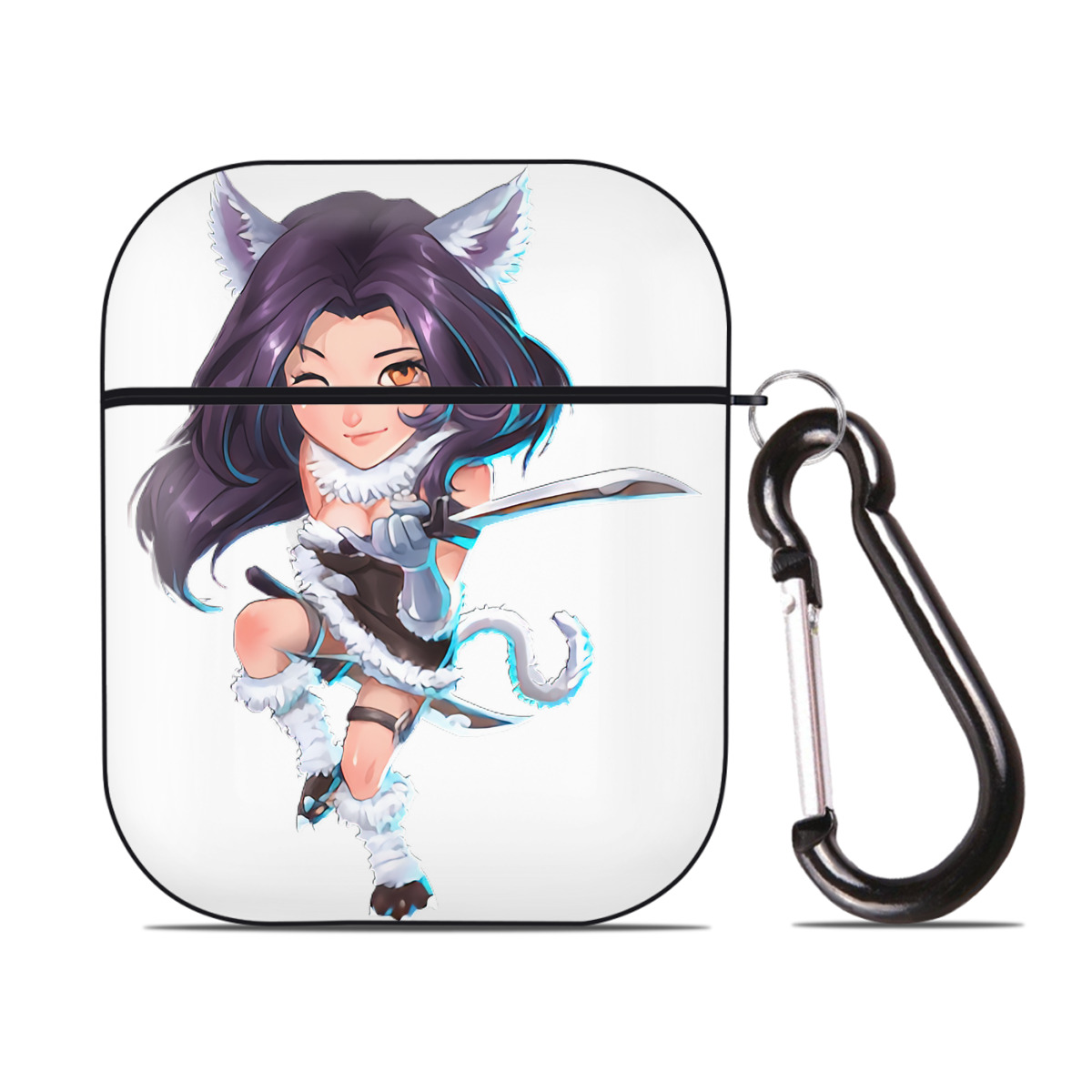 （画像用） リーグ・オブ・レジェンド League of Legends LOL AirPods 第2世代保護ケース ハードシェル ブラック 耐衝撃・防指紋・カラビナ付き