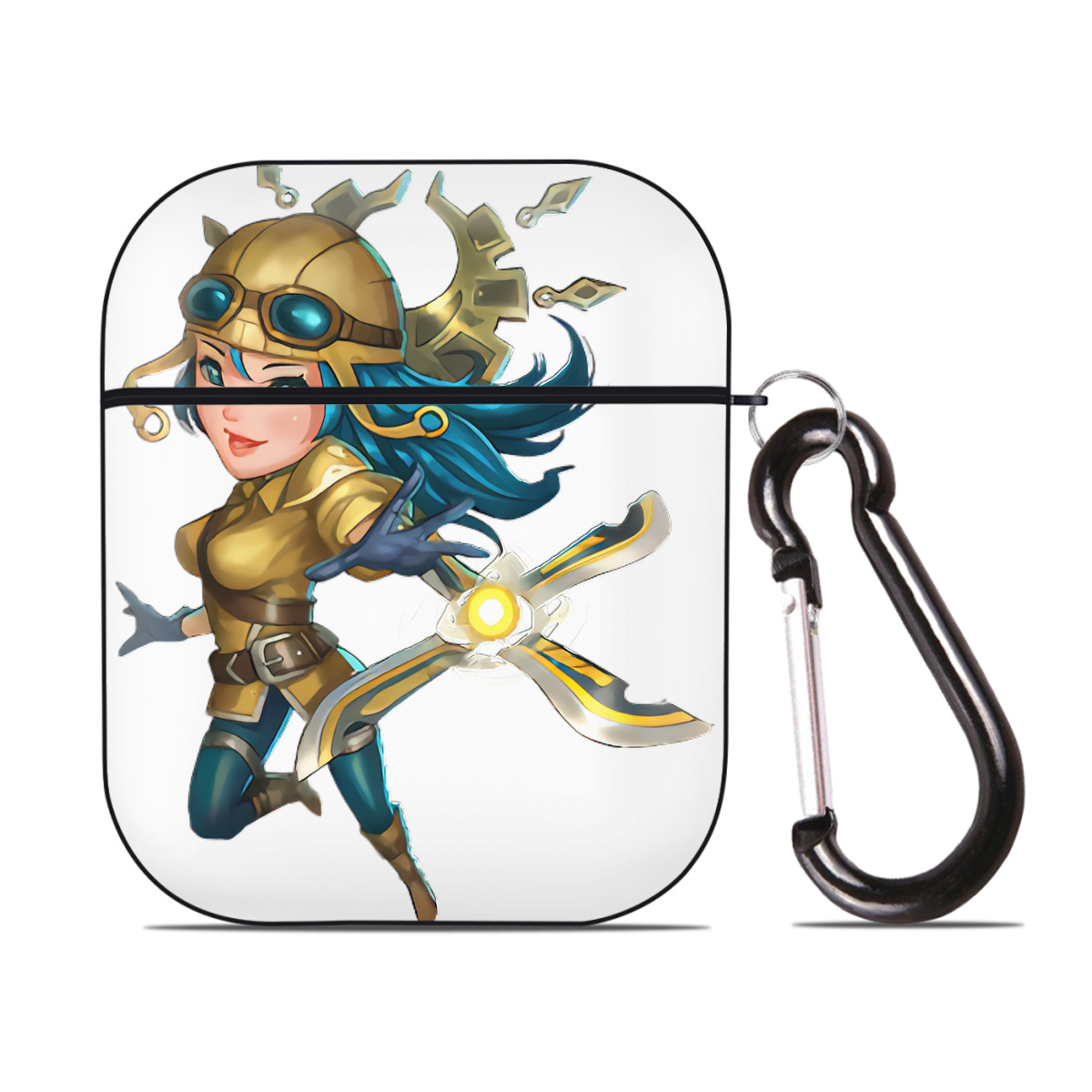 （画像用） リーグ・オブ・レジェンド League of Legends LOL AirPods 第2世代保護ケース ハードシェル ブラック 耐衝撃・防指紋・カラビナ付き
