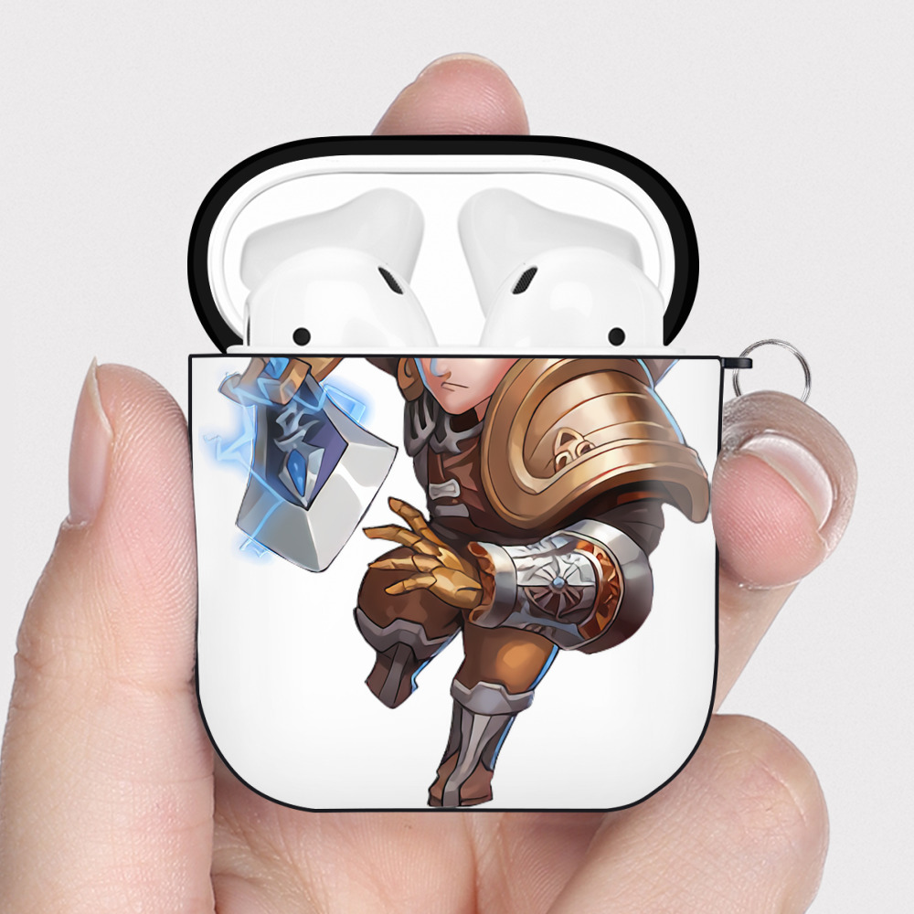 （画像用） リーグ・オブ・レジェンド League of Legends LOL AirPods 第2世代保護ケース ハードシェル ブラック 耐衝撃・防指紋・カラビナ付き