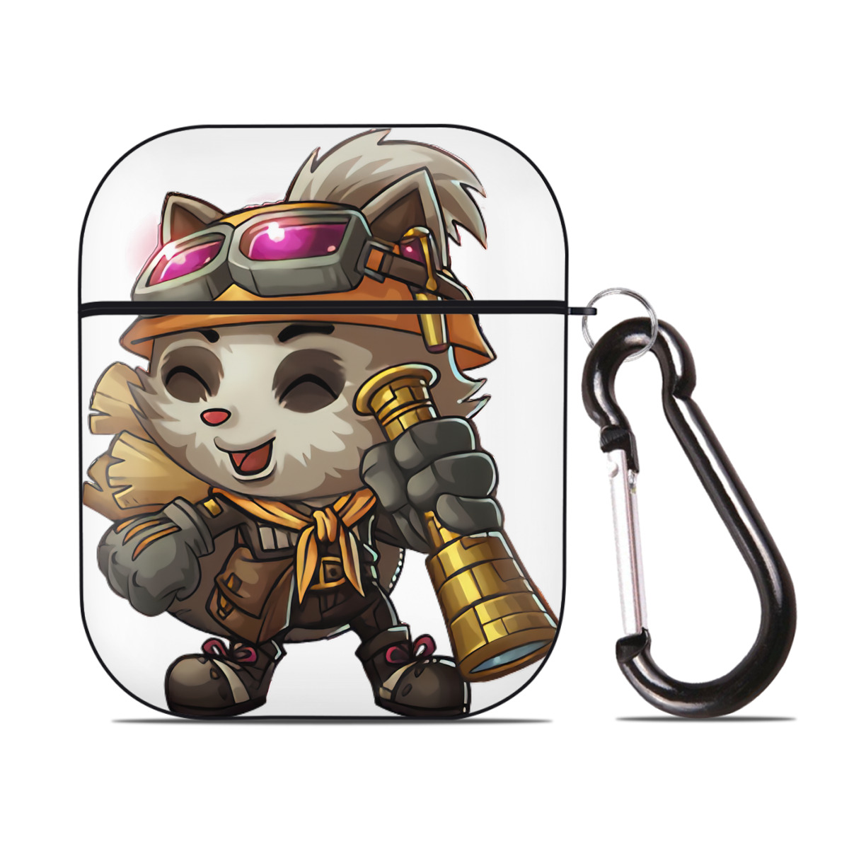 （画像用） リーグ・オブ・レジェンド League of Legends LOL AirPods 第2世代保護ケース ハードシェル ブラック 耐衝撃・防指紋・カラビナ付き