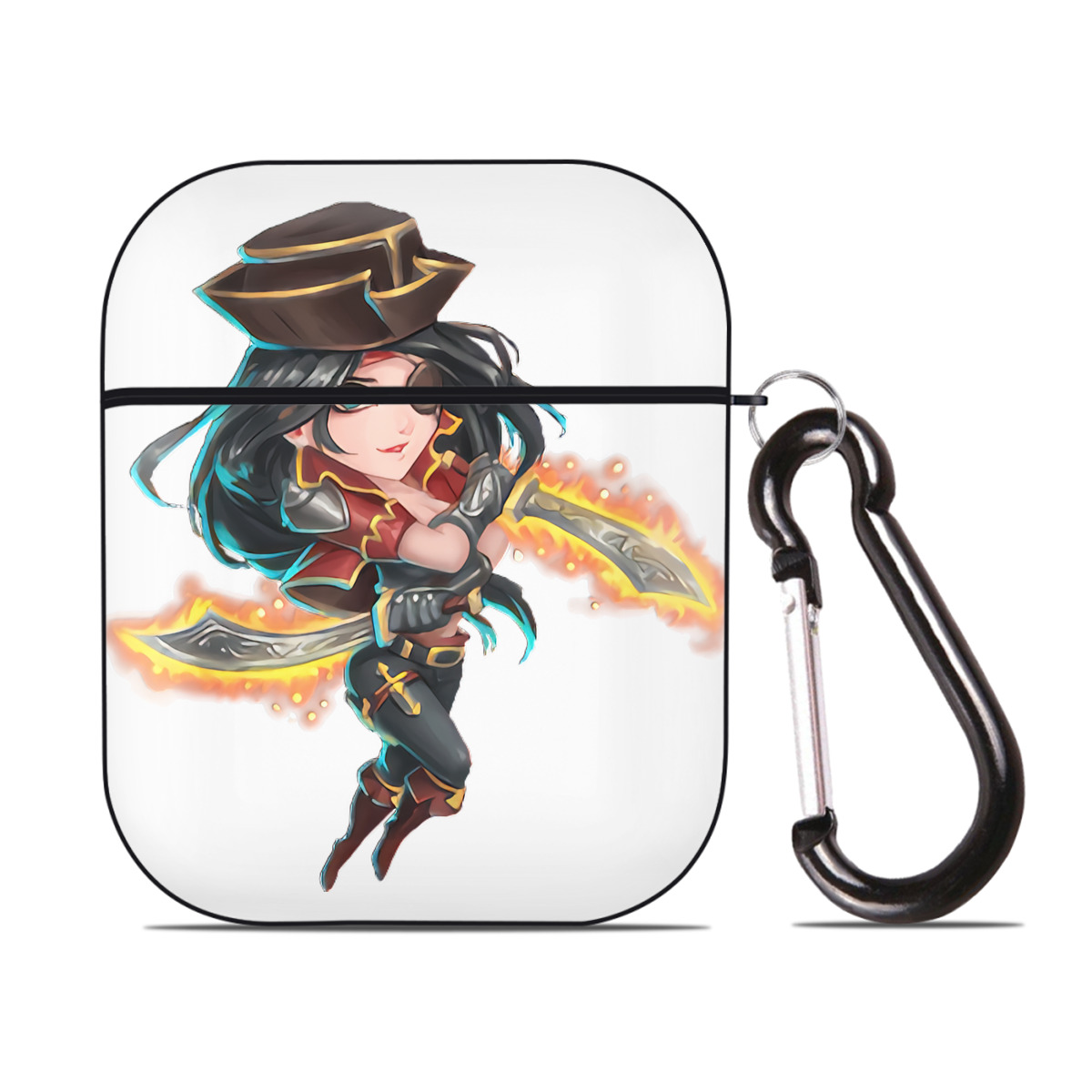 （画像用） リーグ・オブ・レジェンド League of Legends LOL AirPods 第2世代保護ケース ハードシェル ブラック 耐衝撃・防指紋・カラビナ付き