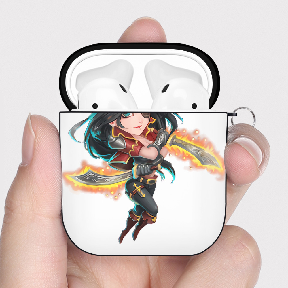 （画像用） リーグ・オブ・レジェンド League of Legends LOL AirPods 第2世代保護ケース ハードシェル ブラック 耐衝撃・防指紋・カラビナ付き