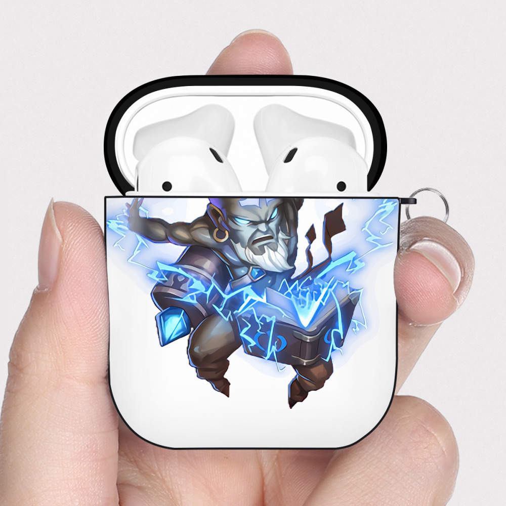 （画像用） リーグ・オブ・レジェンド League of Legends LOL AirPods 第2世代保護ケース ハードシェル ブラック 耐衝撃・防指紋・カラビナ付き