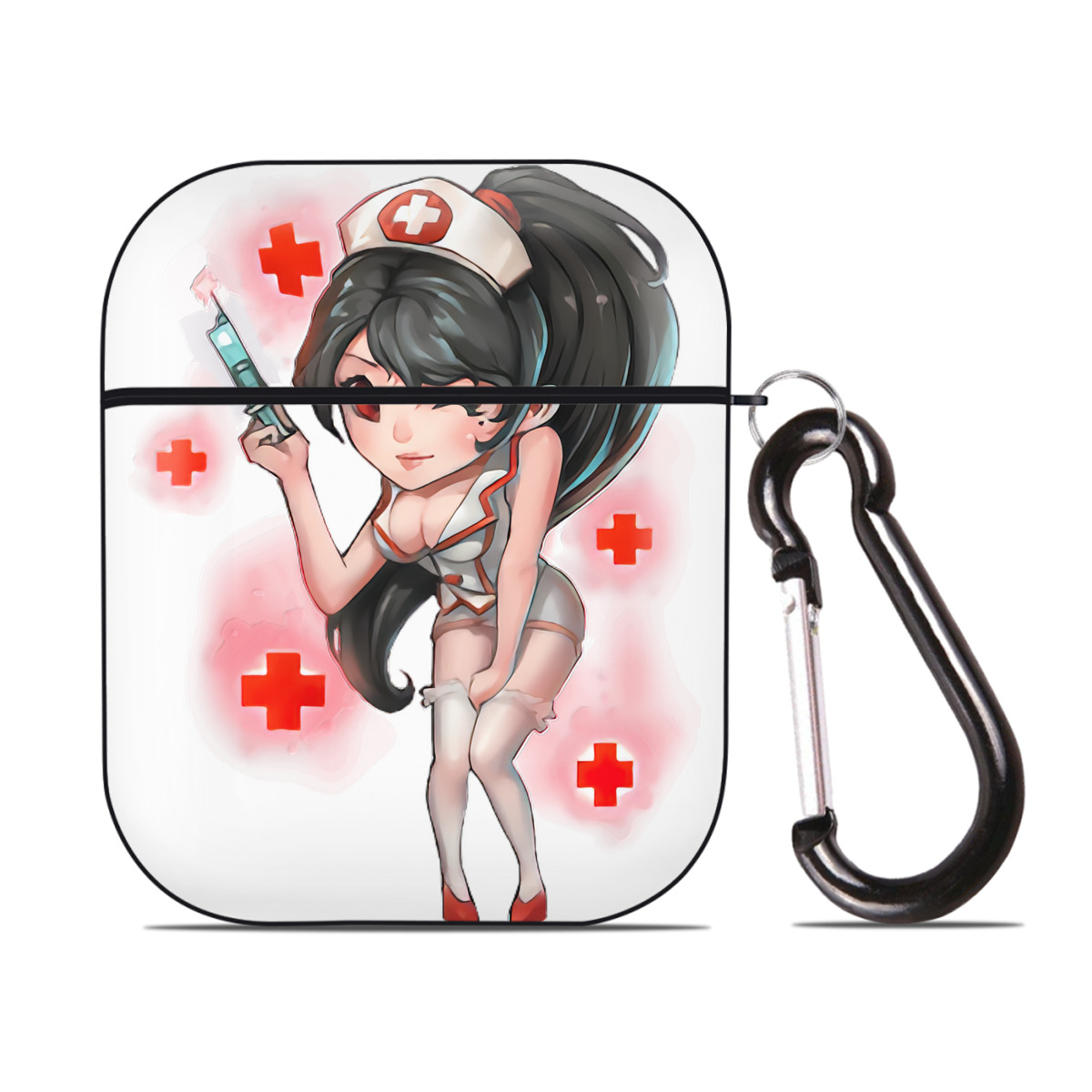 （画像用） リーグ・オブ・レジェンド League of Legends LOL AirPods 第2世代保護ケース ハードシェル ブラック 耐衝撃・防指紋・カラビナ付き
