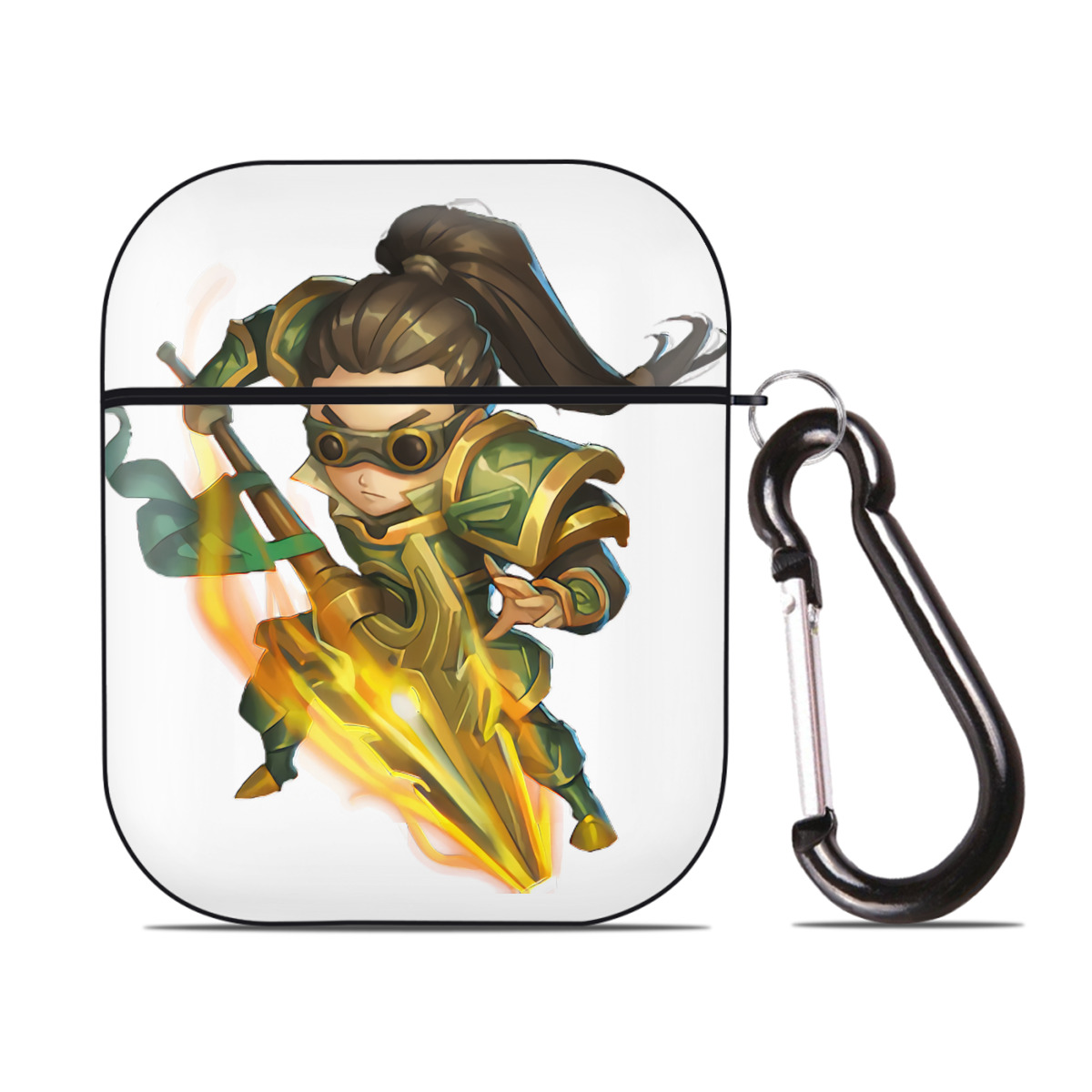 （画像用） リーグ・オブ・レジェンド League of Legends LOL AirPods 第2世代保護ケース ハードシェル ブラック 耐衝撃・防指紋・カラビナ付き