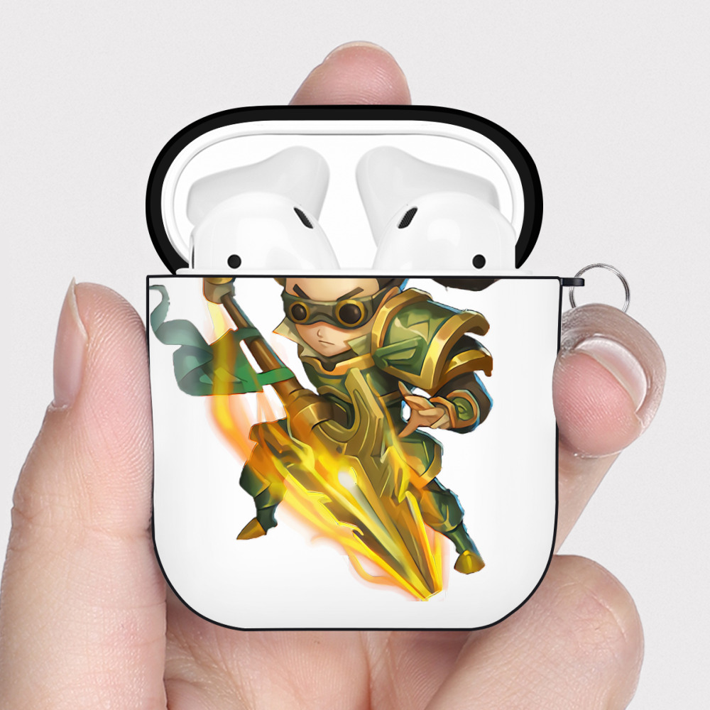 （画像用） リーグ・オブ・レジェンド League of Legends LOL AirPods 第2世代保護ケース ハードシェル ブラック 耐衝撃・防指紋・カラビナ付き