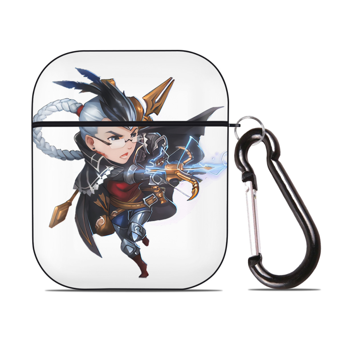 （画像用） リーグ・オブ・レジェンド League of Legends LOL AirPods 第2世代保護ケース ハードシェル ブラック 耐衝撃・防指紋・カラビナ付き