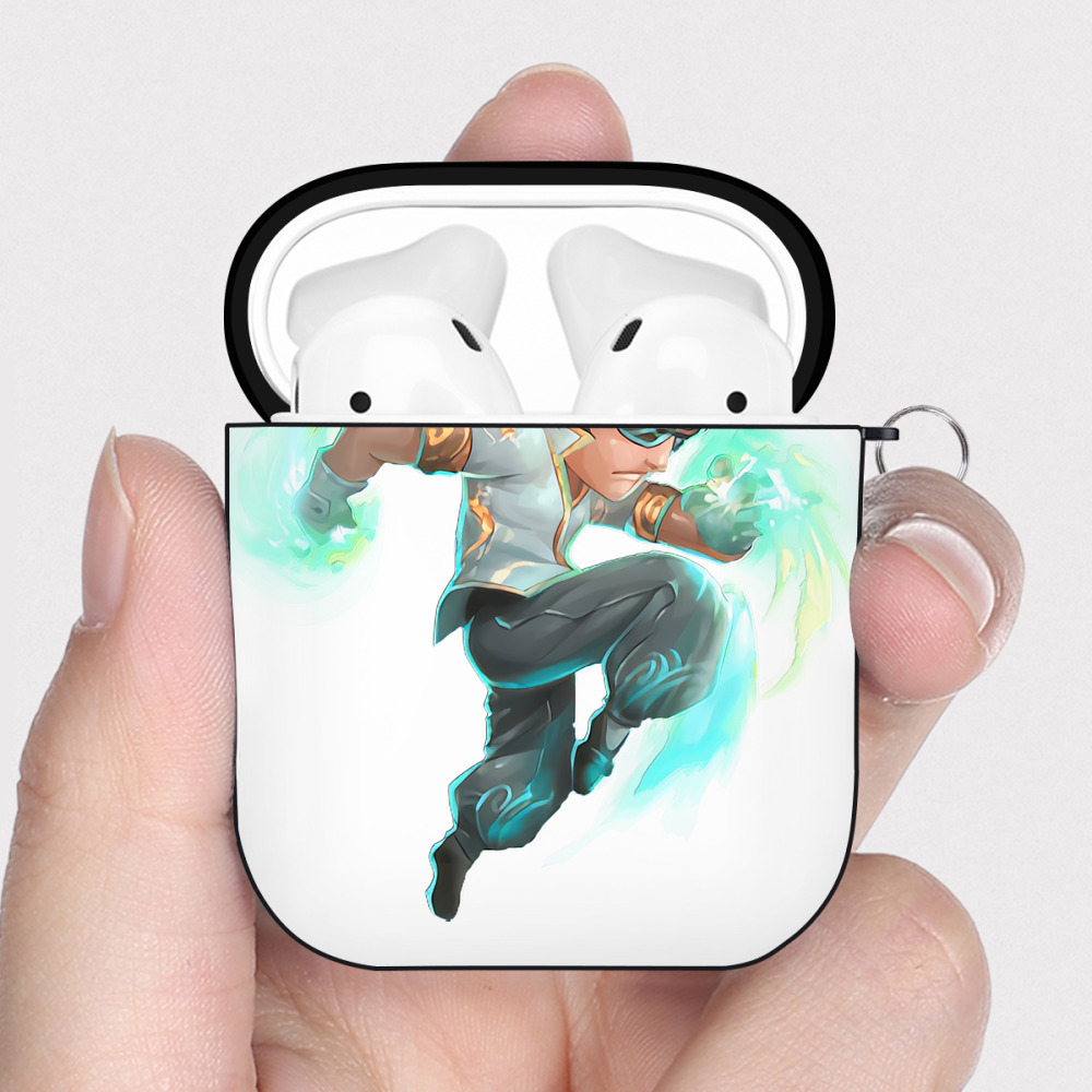 （画像用） リーグ・オブ・レジェンド League of Legends LOL AirPods 第2世代保護ケース ハードシェル ブラック 耐衝撃・防指紋・カラビナ付き