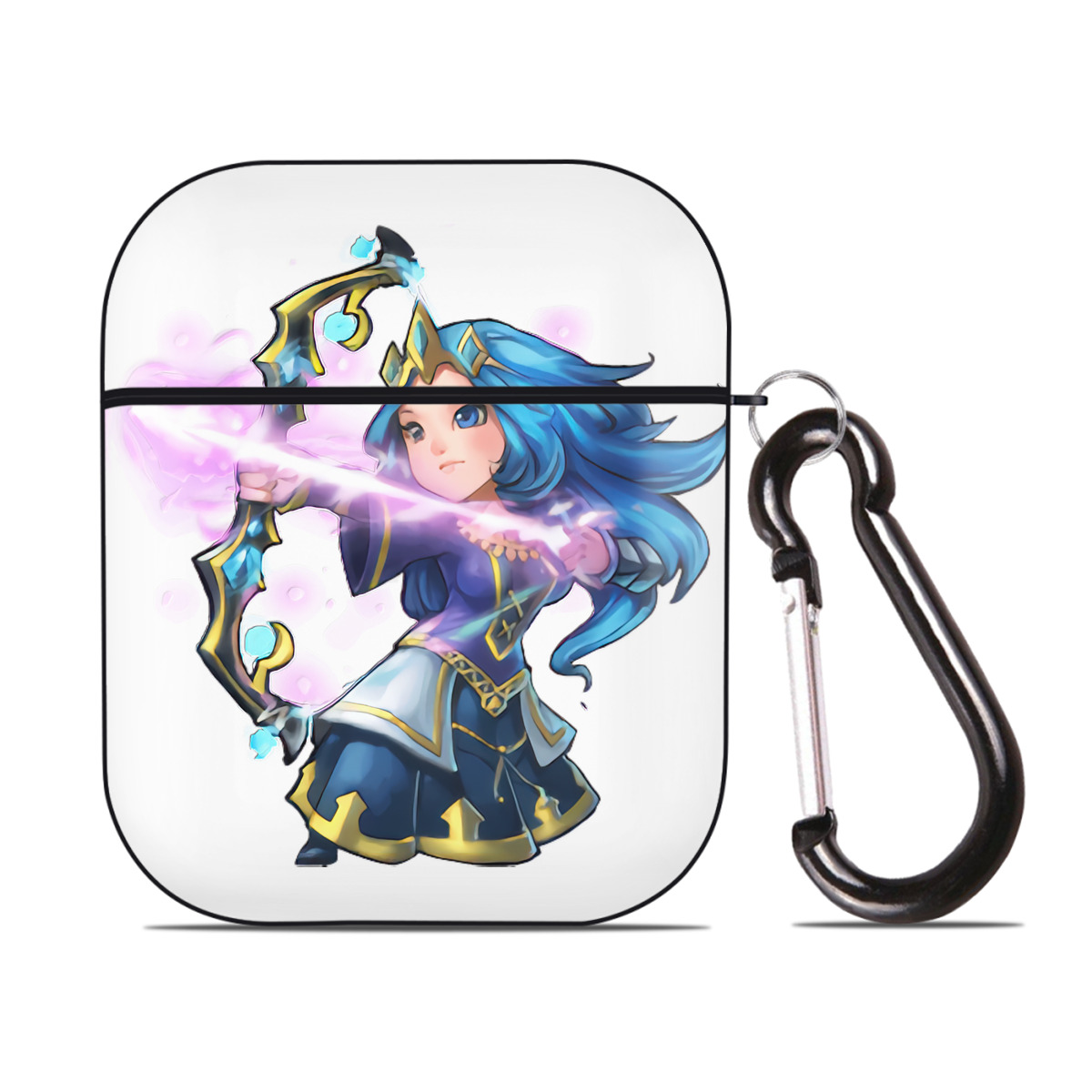 （画像用） リーグ・オブ・レジェンド League of Legends LOL AirPods 第2世代保護ケース ハードシェル ブラック 耐衝撃・防指紋・カラビナ付き
