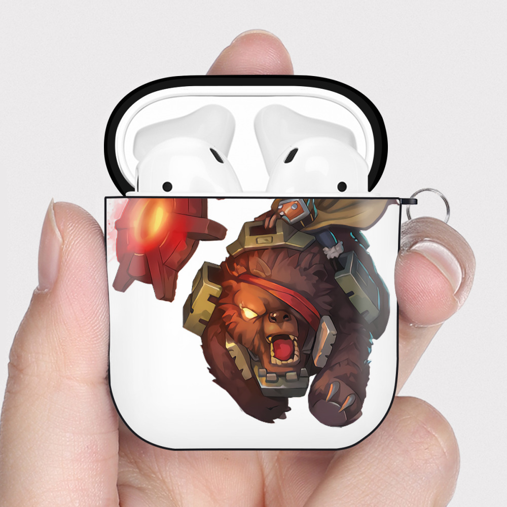 （画像用） リーグ・オブ・レジェンド League of Legends LOL AirPods 第2世代保護ケース ハードシェル ブラック 耐衝撃・防指紋・カラビナ付き