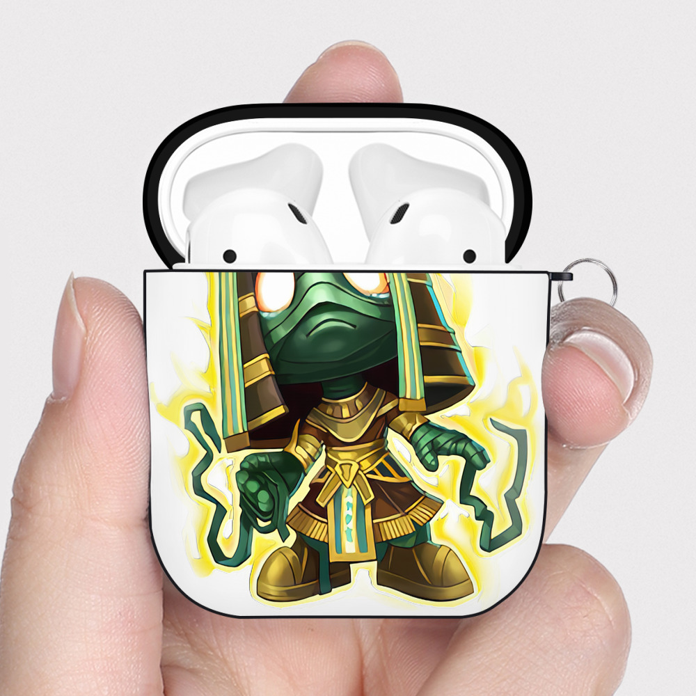 （画像用） リーグ・オブ・レジェンド League of Legends LOL AirPods 第2世代保護ケース ハードシェル ブラック 耐衝撃・防指紋・カラビナ付き
