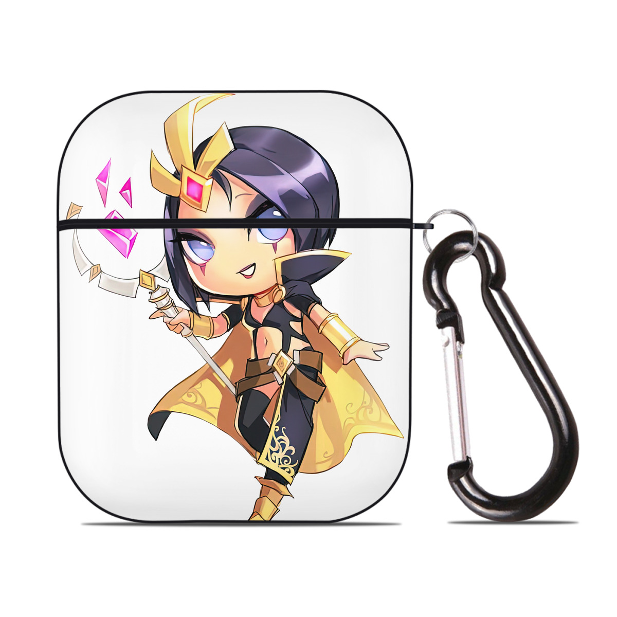 （画像用） リーグ・オブ・レジェンド League of Legends LOL AirPods 第2世代保護ケース ハードシェル ブラック 耐衝撃・防指紋・カラビナ付き