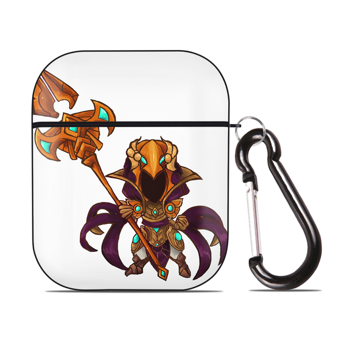 （画像用） リーグ・オブ・レジェンド League of Legends LOL AirPods 第2世代保護ケース ハードシェル ブラック 耐衝撃・防指紋・カラビナ付き