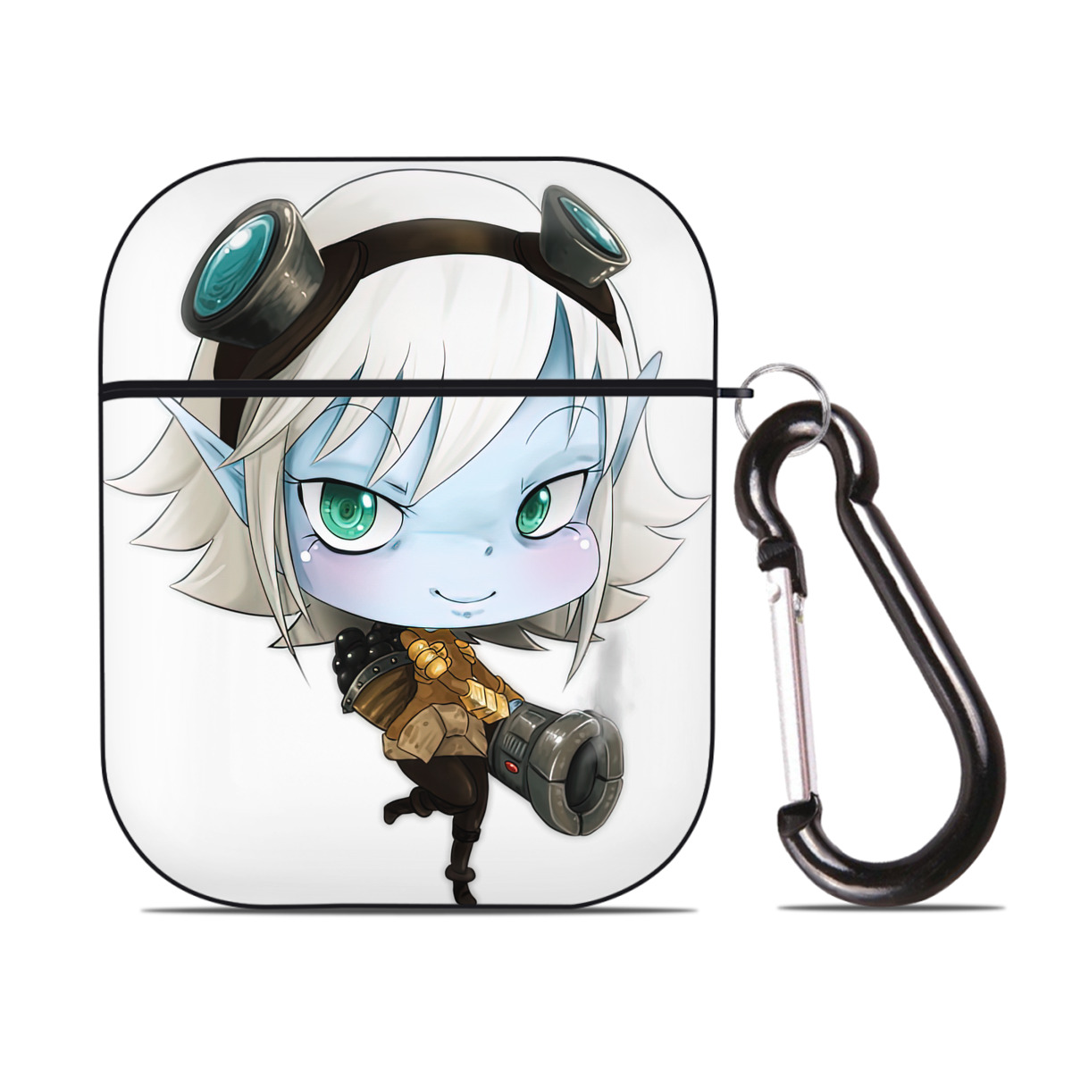 （画像用） リーグ・オブ・レジェンド League of Legends LOL AirPods 第2世代保護ケース ハードシェル ブラック 耐衝撃・防指紋・カラビナ付き