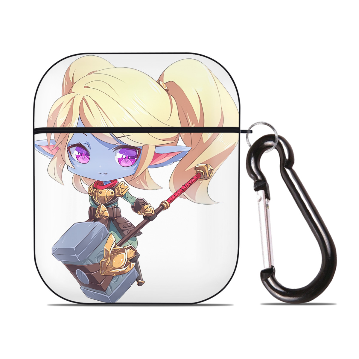 （画像用） リーグ・オブ・レジェンド League of Legends LOL AirPods 第2世代保護ケース ハードシェル ブラック 耐衝撃・防指紋・カラビナ付き