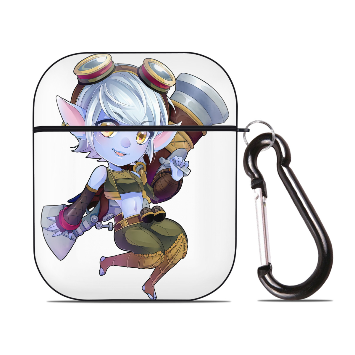 （画像用） リーグ・オブ・レジェンド League of Legends LOL AirPods 第2世代保護ケース ハードシェル ブラック 耐衝撃・防指紋・カラビナ付き