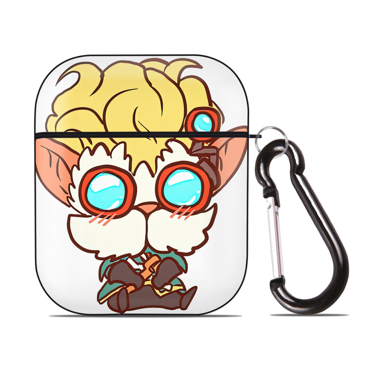 （画像用） リーグ・オブ・レジェンド League of Legends LOL AirPods 第2世代保護ケース ハードシェル ブラック 耐衝撃・防指紋・カラビナ付き