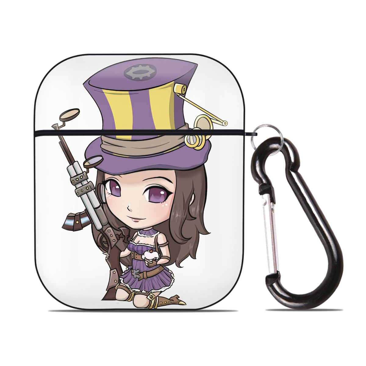 （画像用） リーグ・オブ・レジェンド League of Legends LOL AirPods 第2世代保護ケース ハードシェル ブラック 耐衝撃・防指紋・カラビナ付き