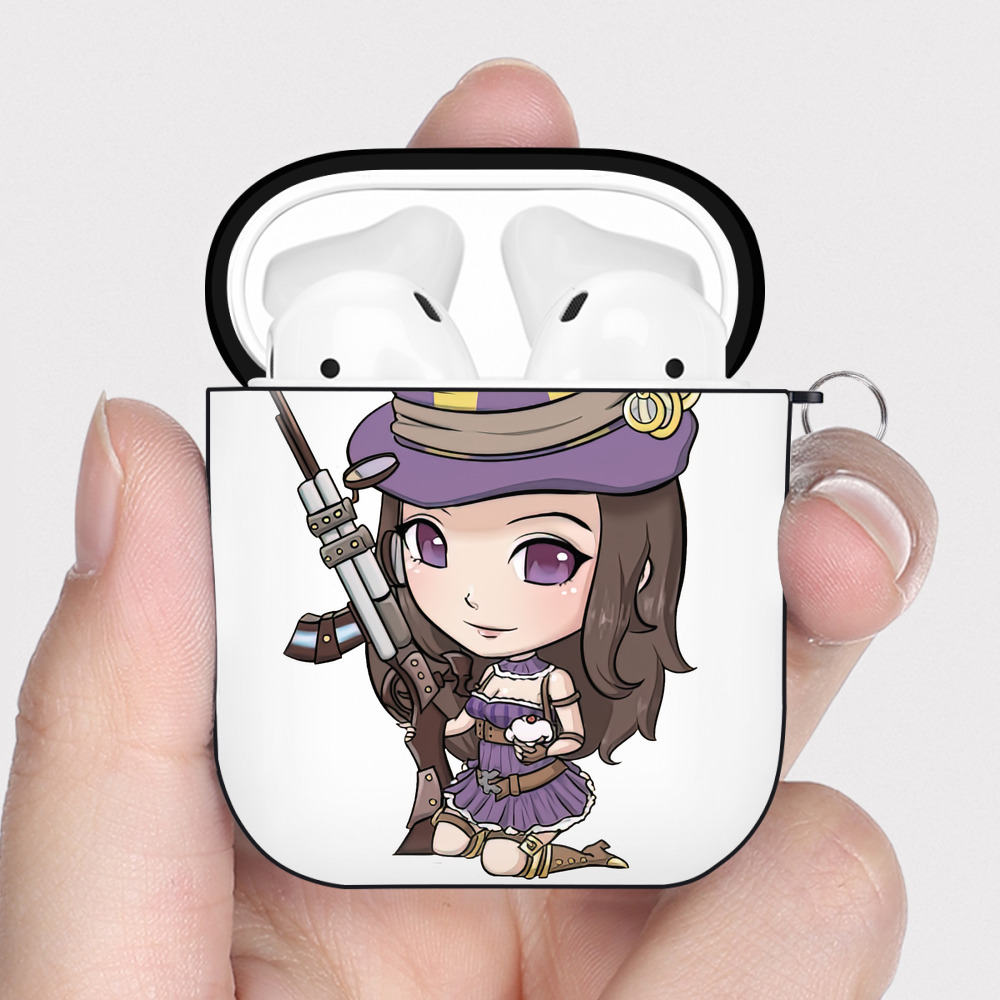 （画像用） リーグ・オブ・レジェンド League of Legends LOL AirPods 第2世代保護ケース ハードシェル ブラック 耐衝撃・防指紋・カラビナ付き