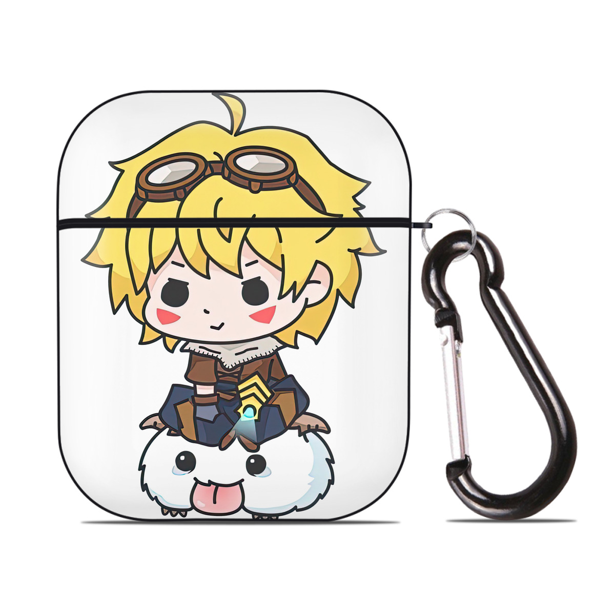 （画像用） リーグ・オブ・レジェンド League of Legends LOL AirPods 第2世代保護ケース ハードシェル ブラック 耐衝撃・防指紋・カラビナ付き