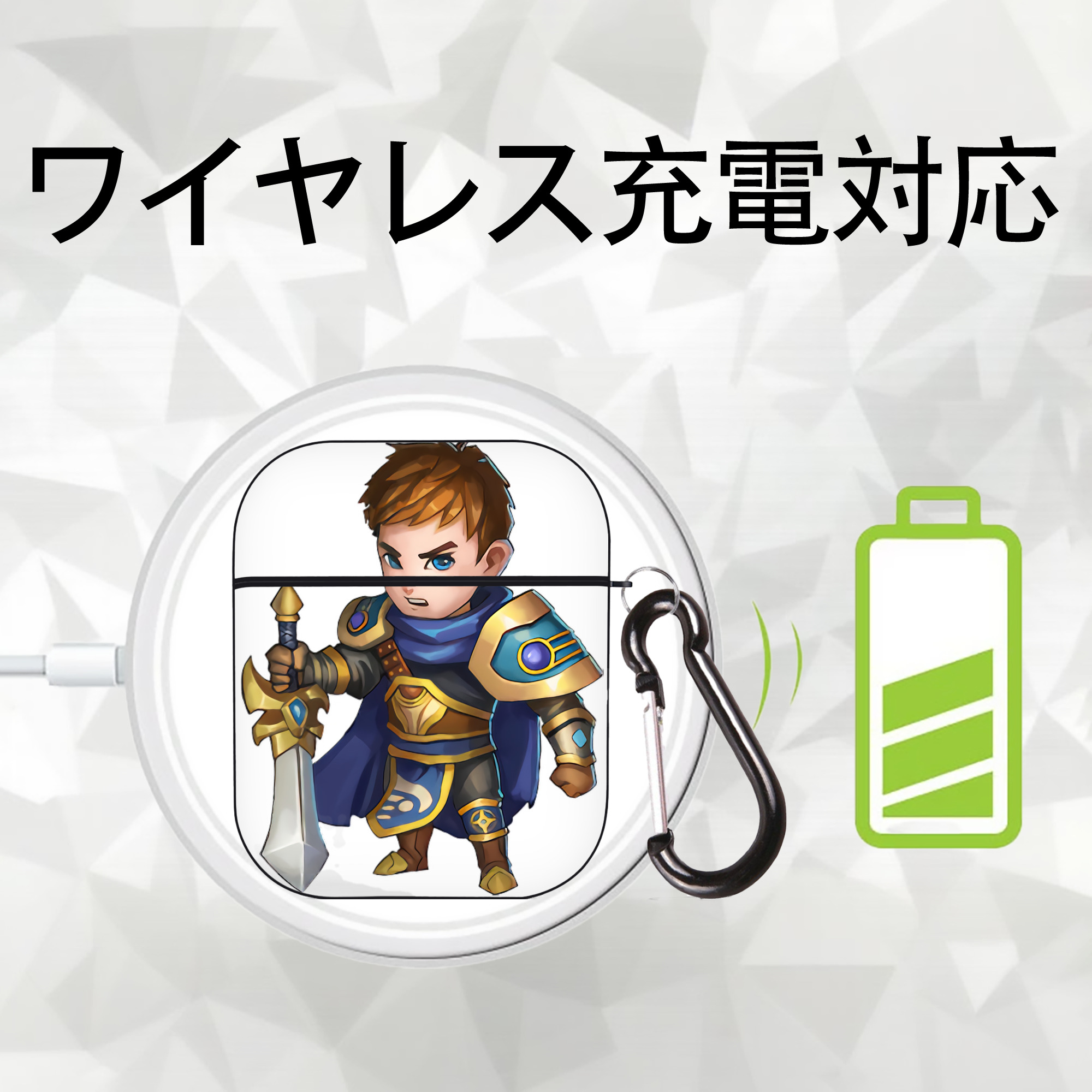 リーグ・オブ・レジェンド League of Legends LOL AirPods 第2世代保護ケース ハードシェル ブラック 耐衝撃・防指紋・カラビナ付き