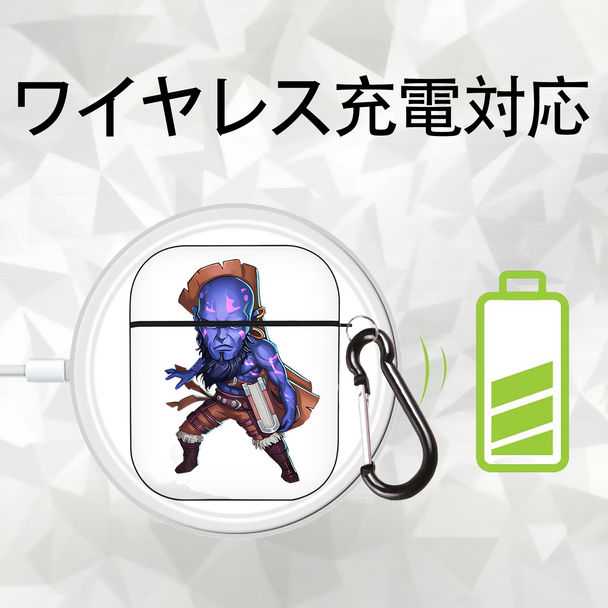リーグ・オブ・レジェンド League of Legends LOL AirPods 第2世代保護ケース ハードシェル ブラック 耐衝撃・防指紋・カラビナ付き
