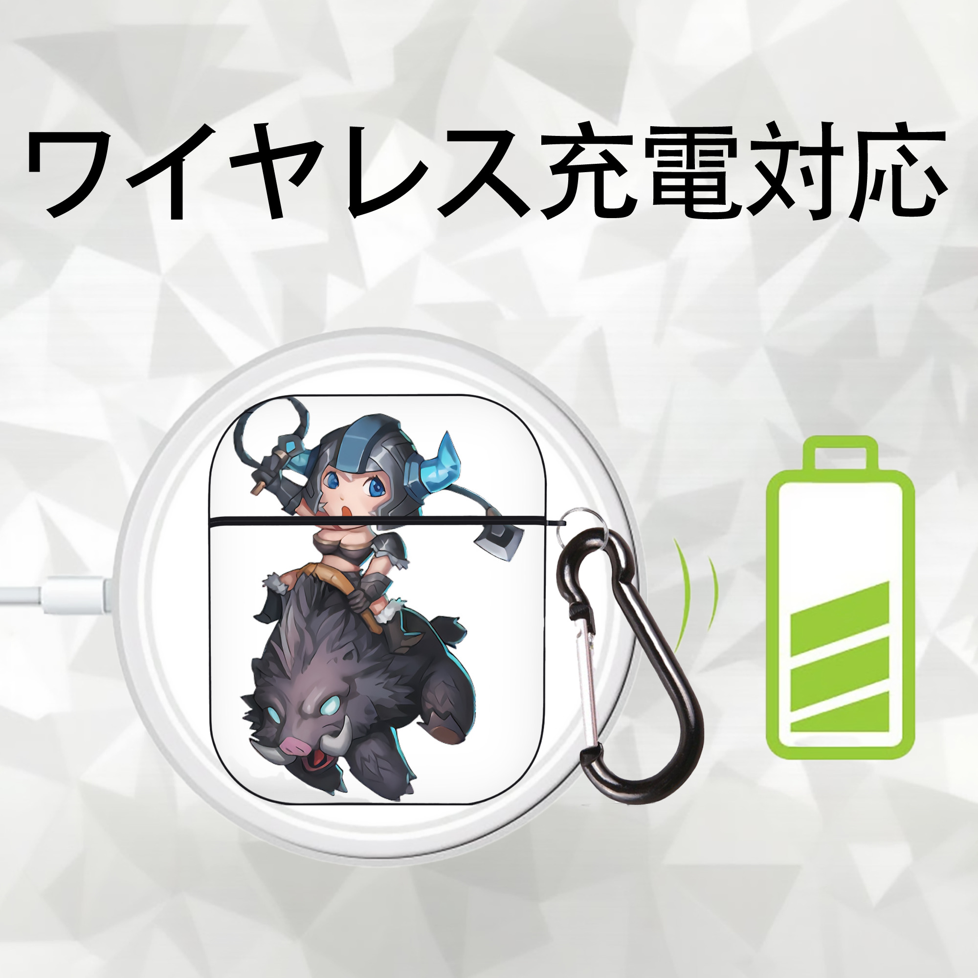 リーグ・オブ・レジェンド League of Legends LOL AirPods 第2世代保護ケース ハードシェル ブラック 耐衝撃・防指紋・カラビナ付き