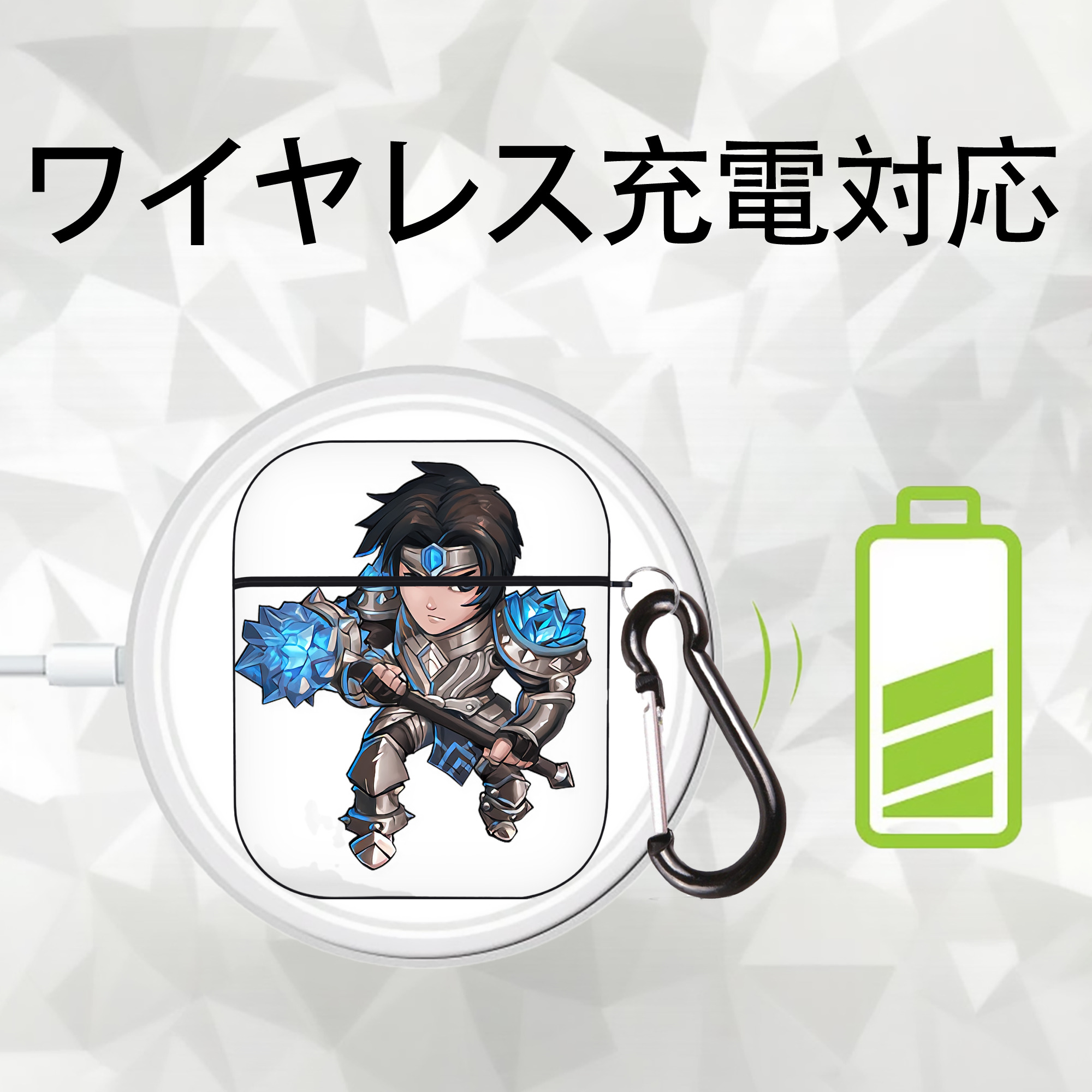 リーグ・オブ・レジェンド League of Legends LOL AirPods 第2世代保護ケース ハードシェル ブラック 耐衝撃・防指紋・カラビナ付き