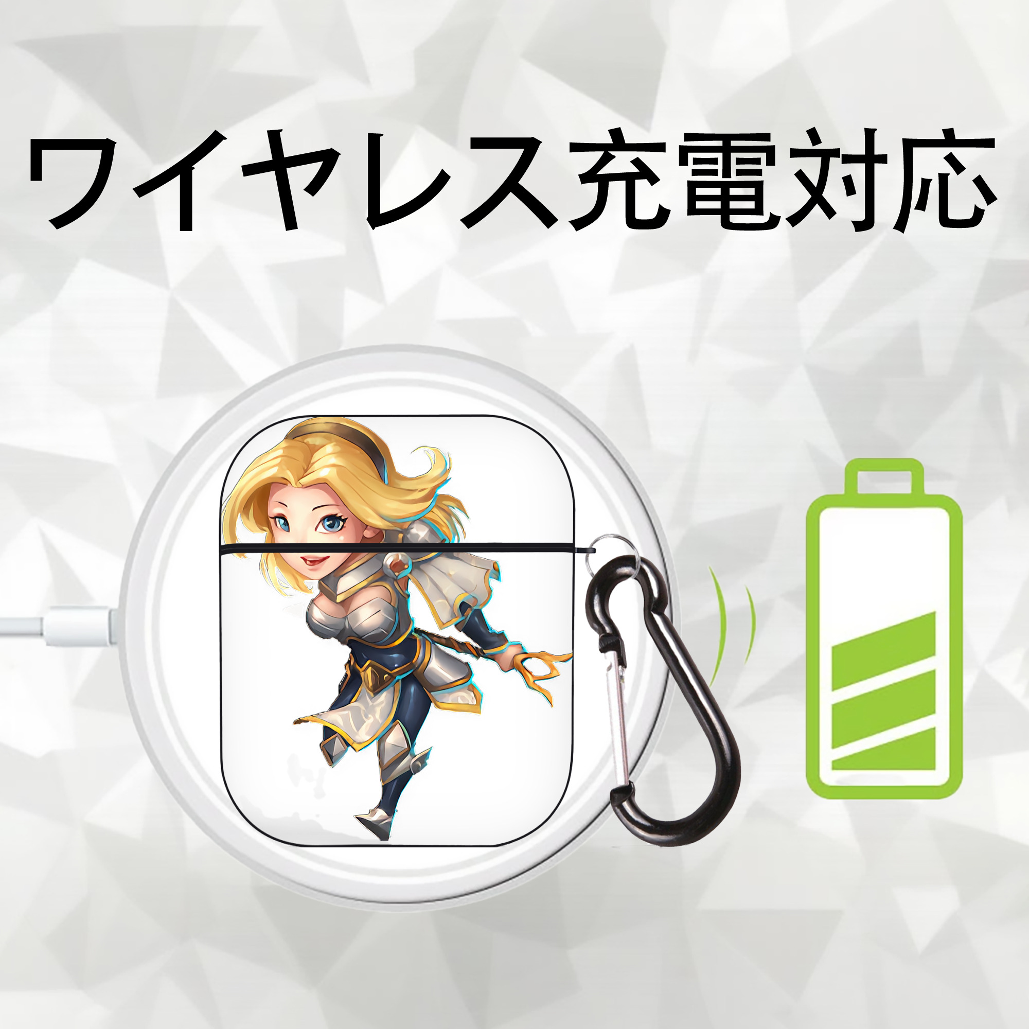 リーグ・オブ・レジェンド League of Legends LOL AirPods 第2世代保護ケース ハードシェル ブラック 耐衝撃・防指紋・カラビナ付き
