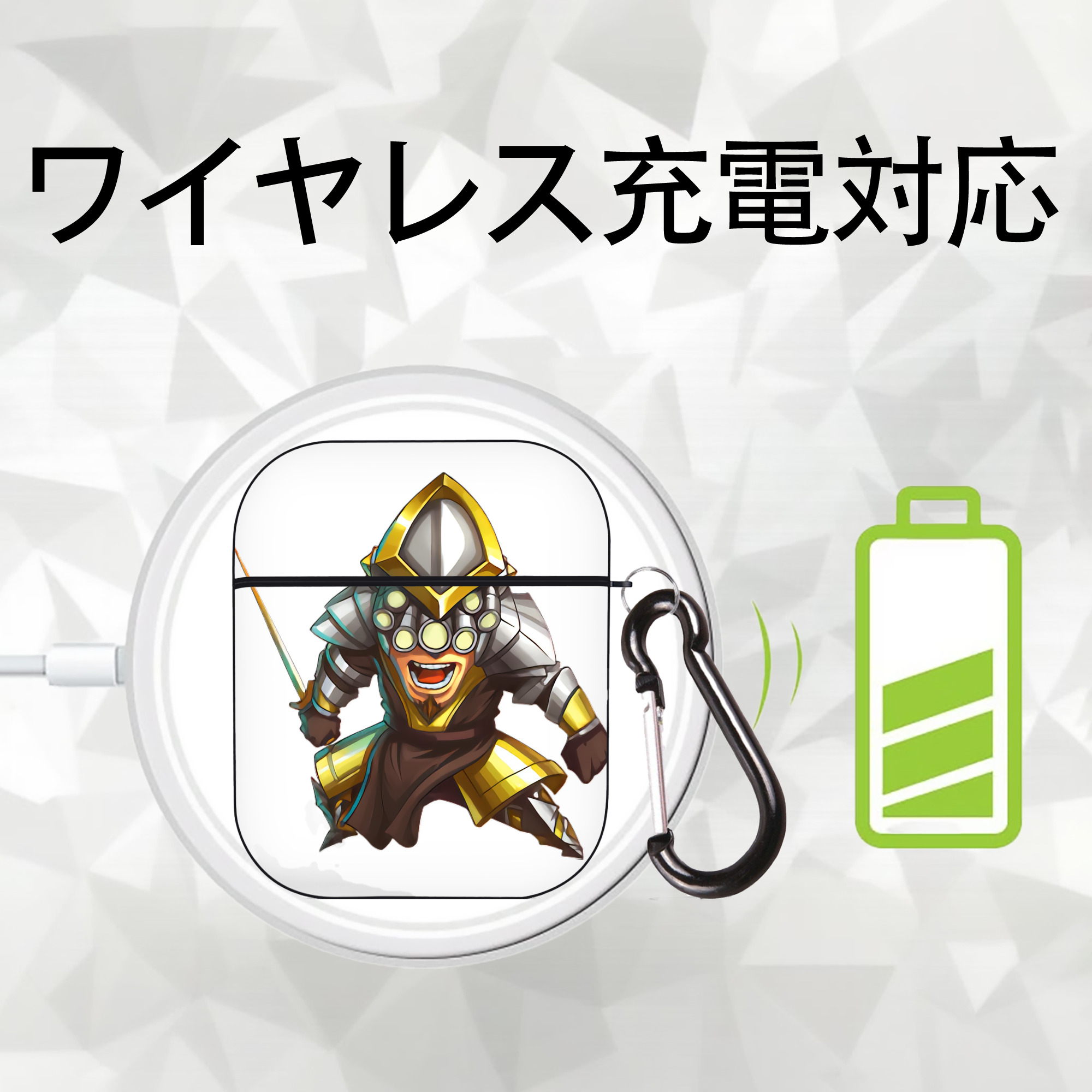 リーグ・オブ・レジェンド League of Legends LOL AirPods 第2世代保護ケース ハードシェル ブラック 耐衝撃・防指紋・カラビナ付き