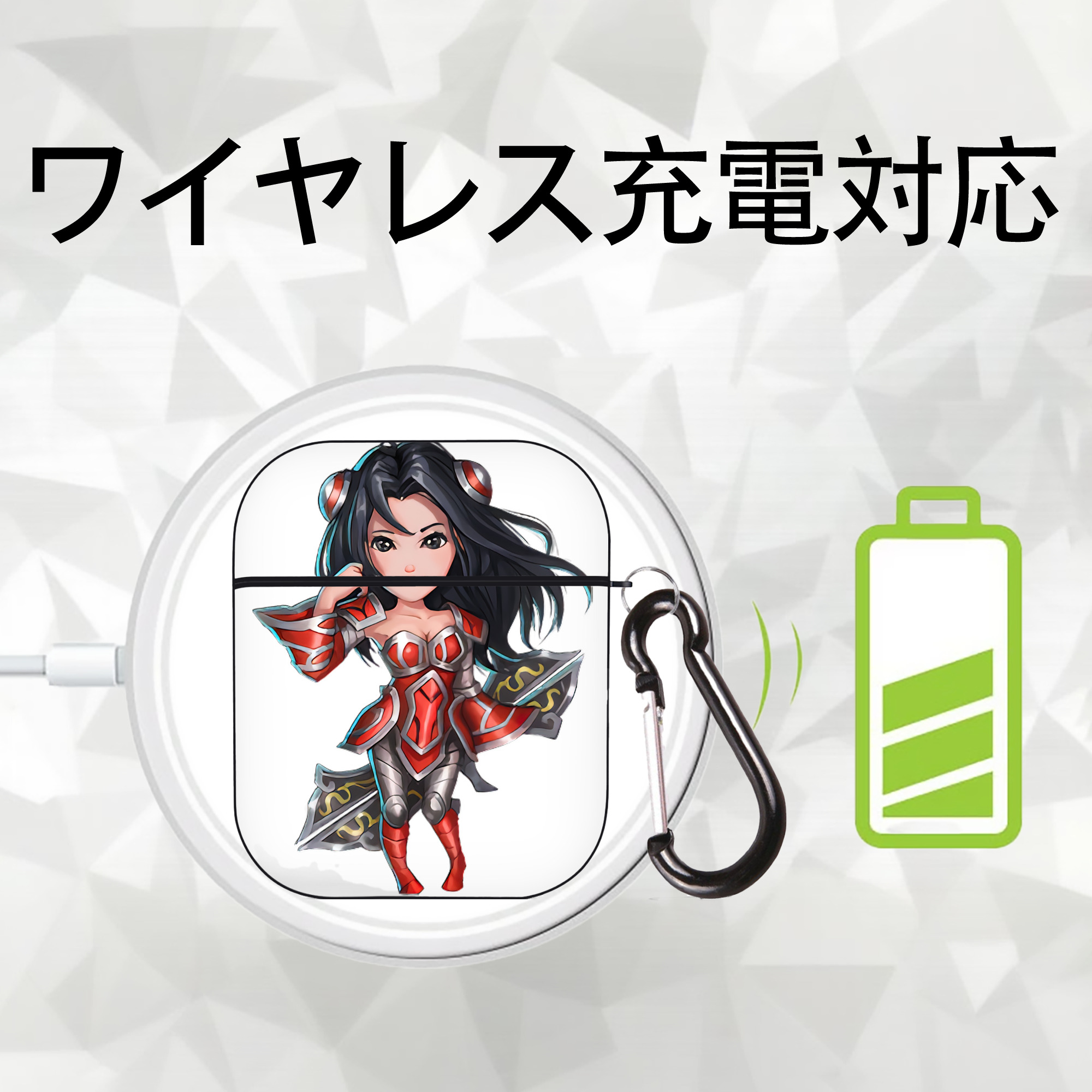 リーグ・オブ・レジェンド League of Legends LOL AirPods 第2世代保護ケース ハードシェル ブラック 耐衝撃・防指紋・カラビナ付き