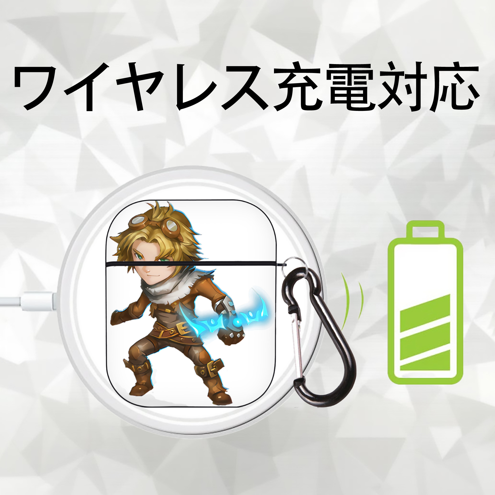 リーグ・オブ・レジェンド League of Legends LOL AirPods 第2世代保護ケース ハードシェル ブラック 耐衝撃・防指紋・カラビナ付き