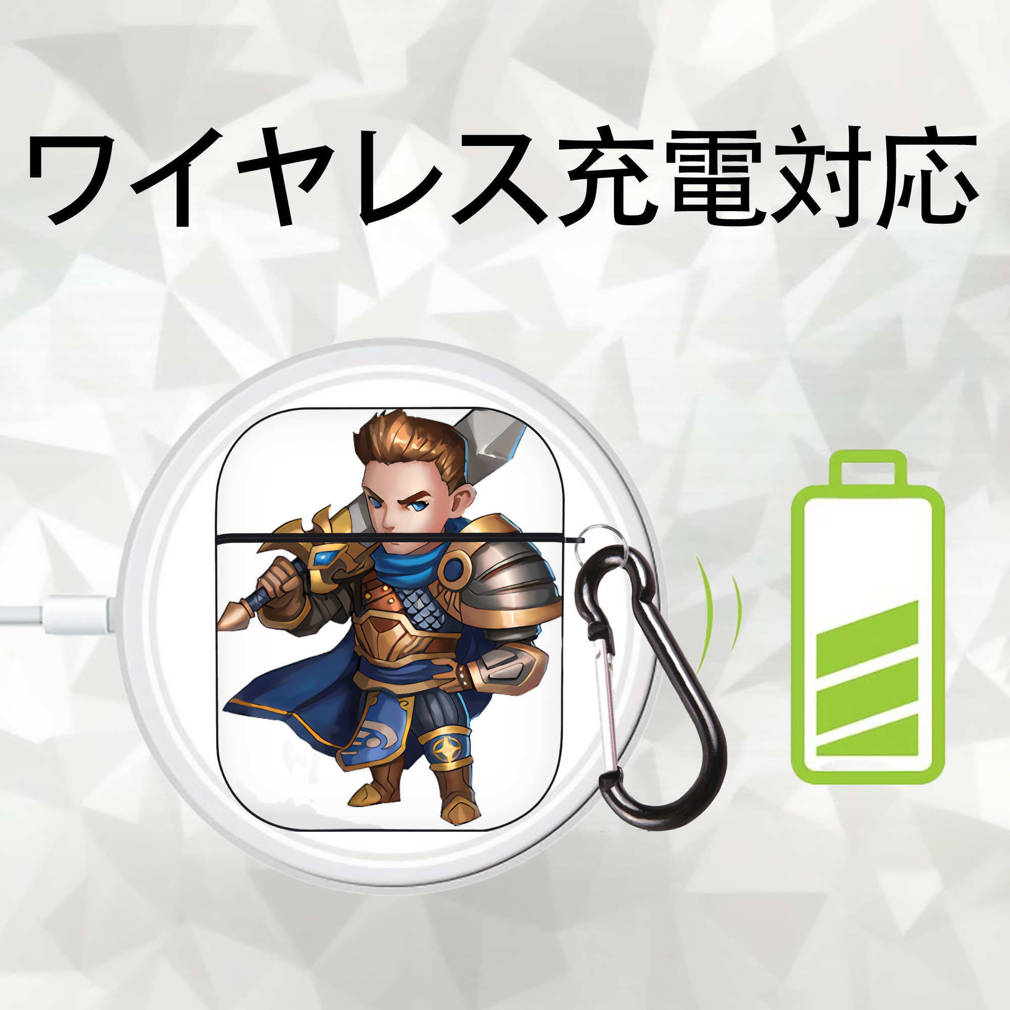 リーグ・オブ・レジェンド League of Legends LOL AirPods 第2世代保護ケース ハードシェル ブラック 耐衝撃・防指紋・カラビナ付き