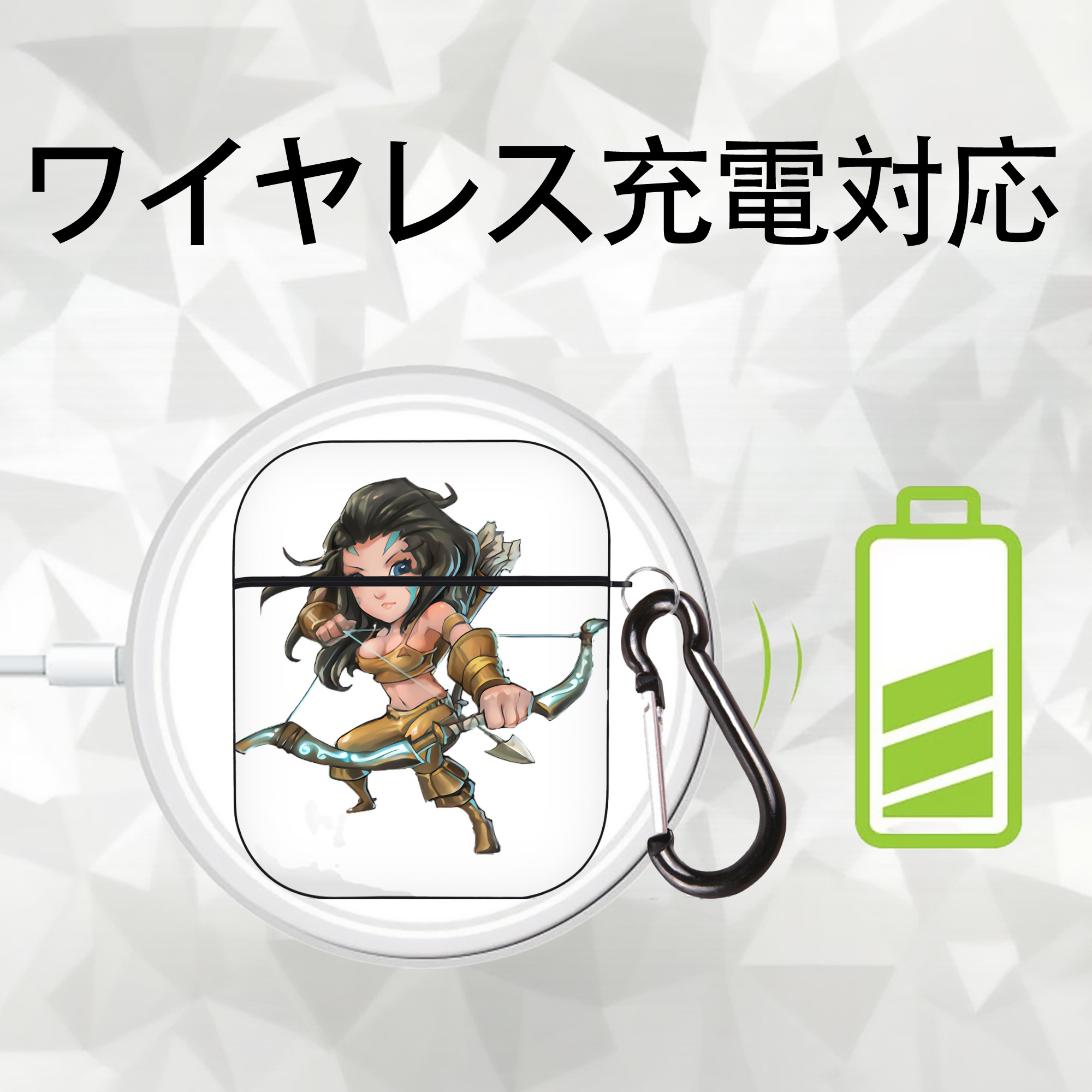 リーグ・オブ・レジェンド League of Legends LOL AirPods 第2世代保護ケース ハードシェル ブラック 耐衝撃・防指紋・カラビナ付き