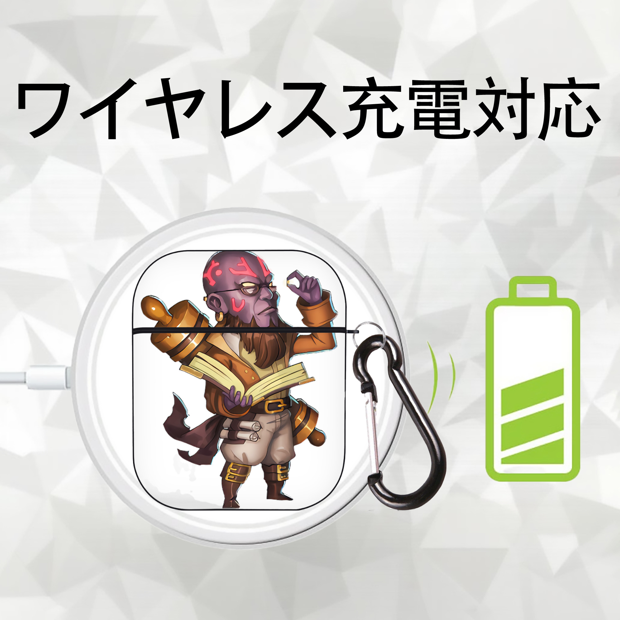 リーグ・オブ・レジェンド League of Legends LOL AirPods 第2世代保護ケース ハードシェル ブラック 耐衝撃・防指紋・カラビナ付き