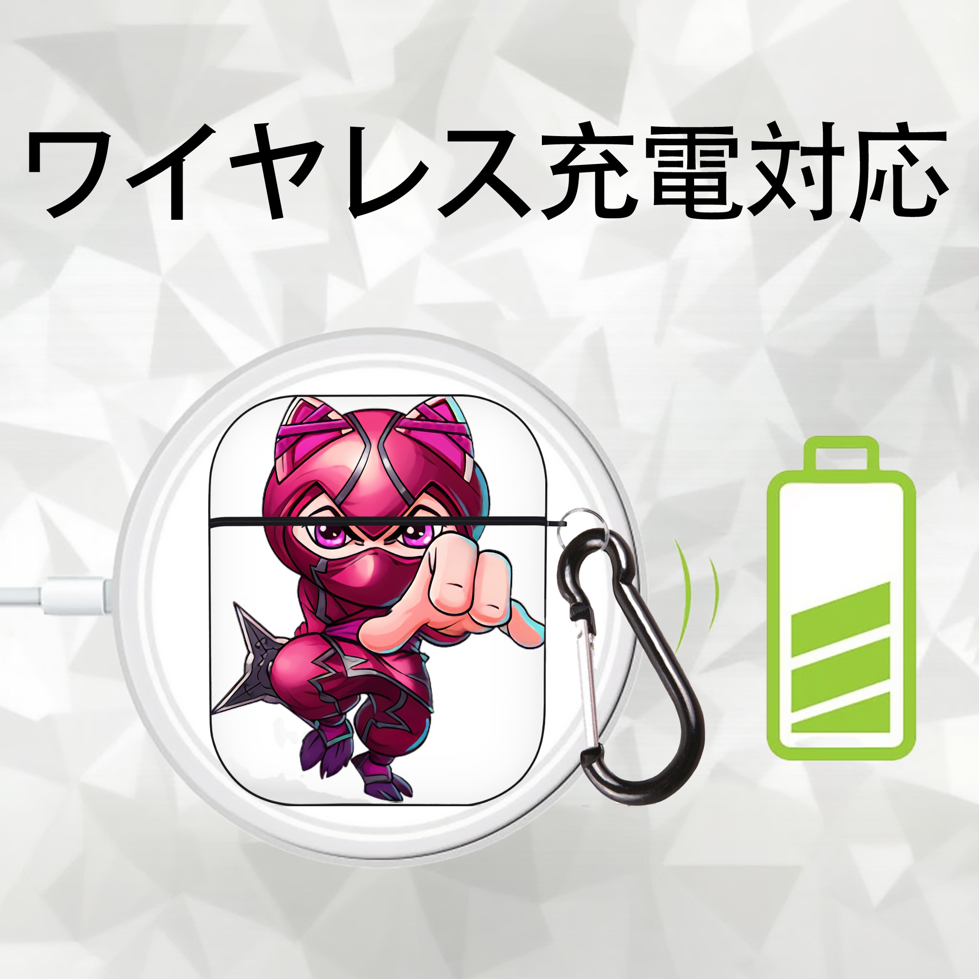 リーグ・オブ・レジェンド League of Legends LOL AirPods 第2世代保護ケース ハードシェル ブラック 耐衝撃・防指紋・カラビナ付き