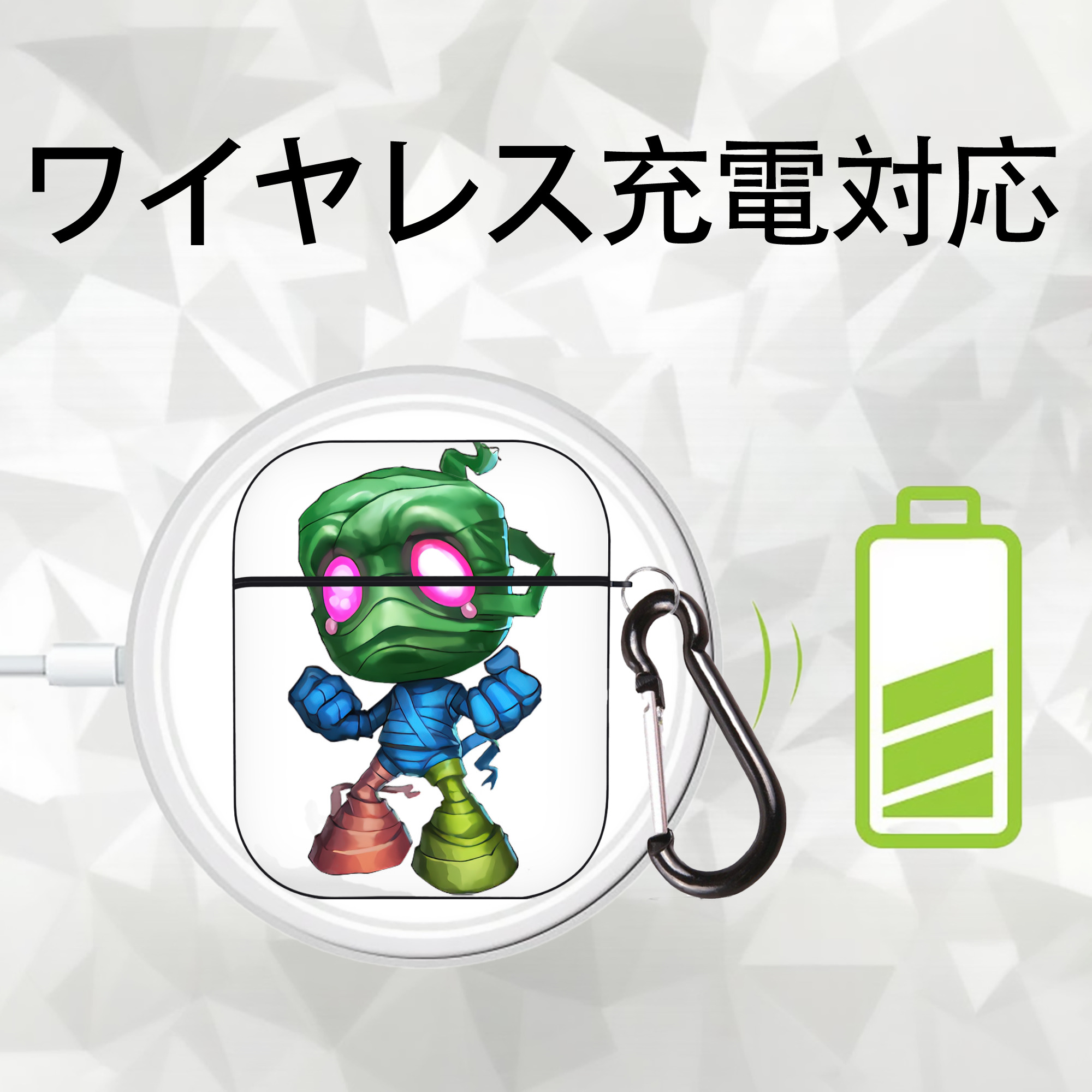 リーグ・オブ・レジェンド League of Legends LOL AirPods 第2世代保護ケース ハードシェル ブラック 耐衝撃・防指紋・カラビナ付き
